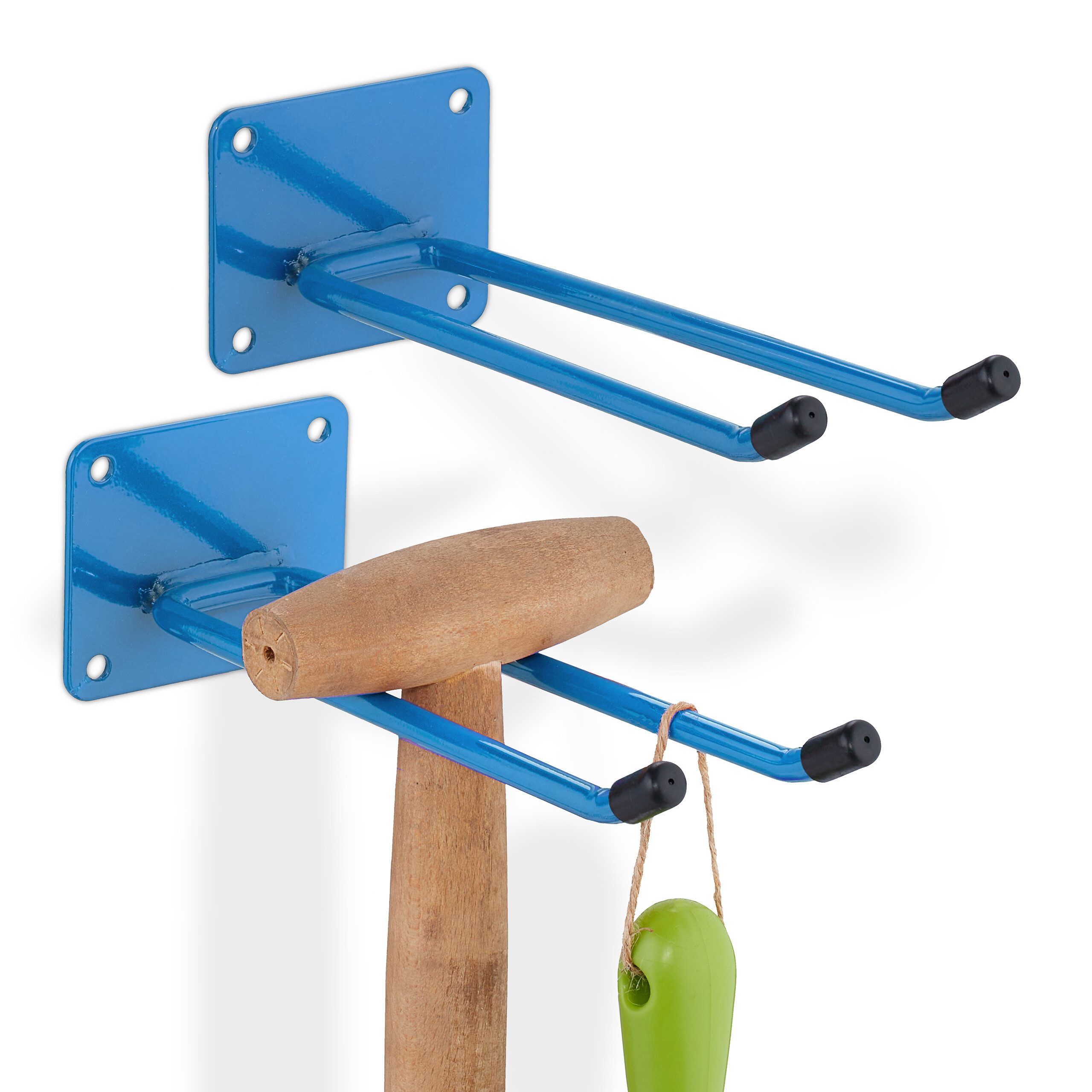 Gartengerätehalter 2x Blauer Gerätehalter aus Stahl