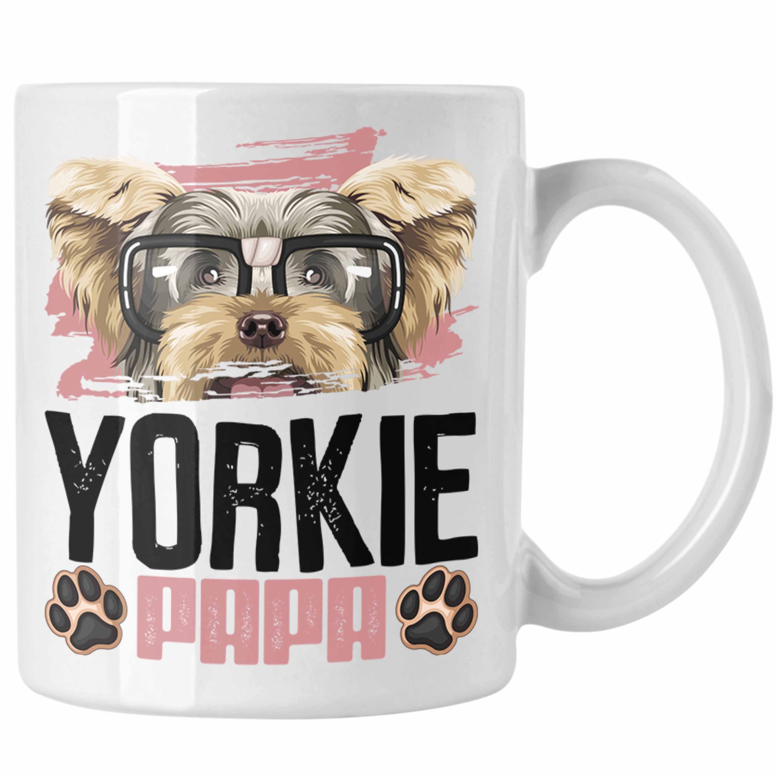 Trendation Tasse Yorkie Papa Besitzer Tasse Geschenk Lustiger Spruch Geschenkidee Yorki Weiss