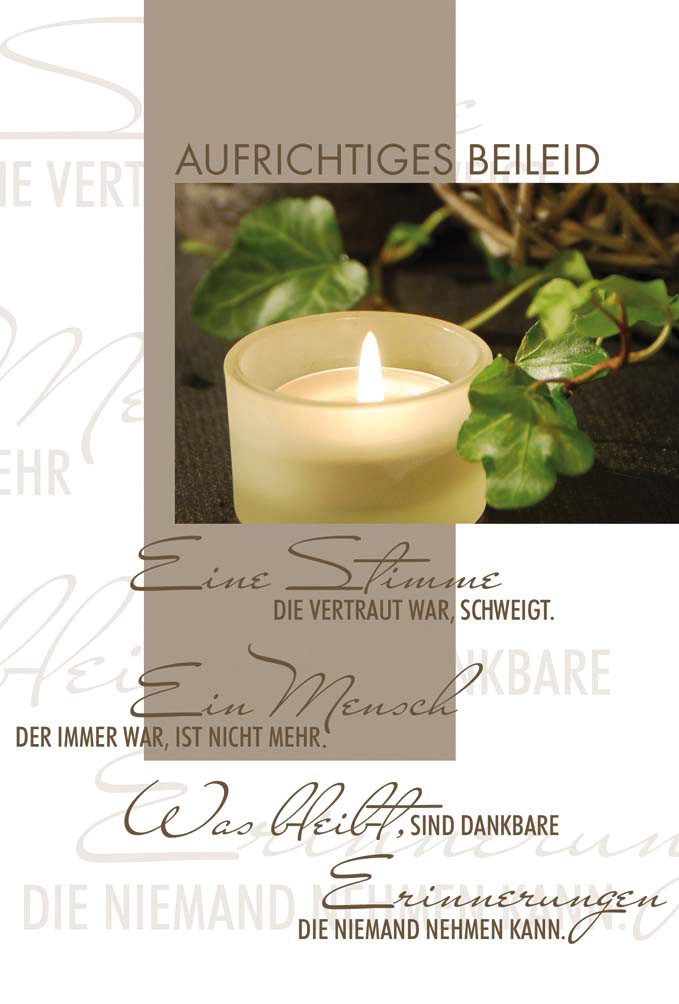 Grußkarten Trauer – Beileid - Kondolenzkarte im Format 11,5 x 17 cm mit