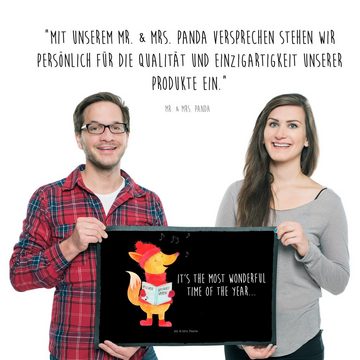 Fußmatte 50 x 75 cm Fuchs Sänger - Schwarz - Geschenk, Wintermotiv, Singen, We, Mr. & Mrs. Panda, Höhe: 0.3 mm, Stilvolles Design