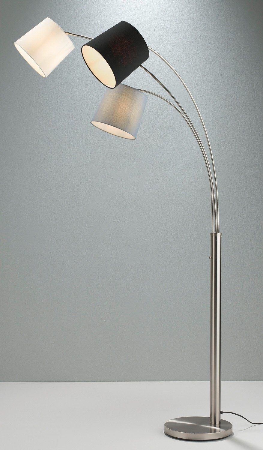192 Metall, Bogenlampe 3-flammig, NOVA H Leuchtmittel CELIA, casa Stoffschirme, ohne cm,
