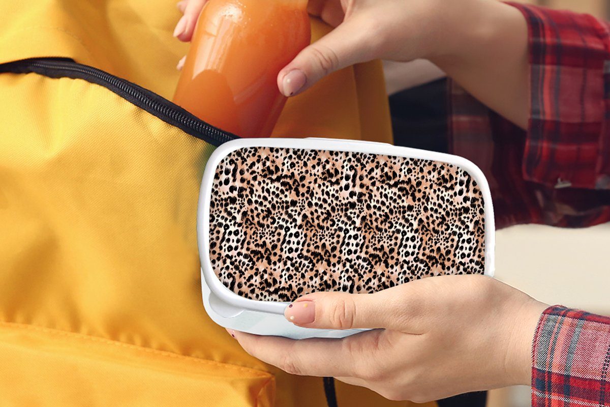 Tiger Brotdose, MuchoWow weiß für - Jungs und - Brotbox und Lunchbox Tiere, Erwachsene, Kinder Tierdruck (2-tlg), für Mädchen Kunststoff,