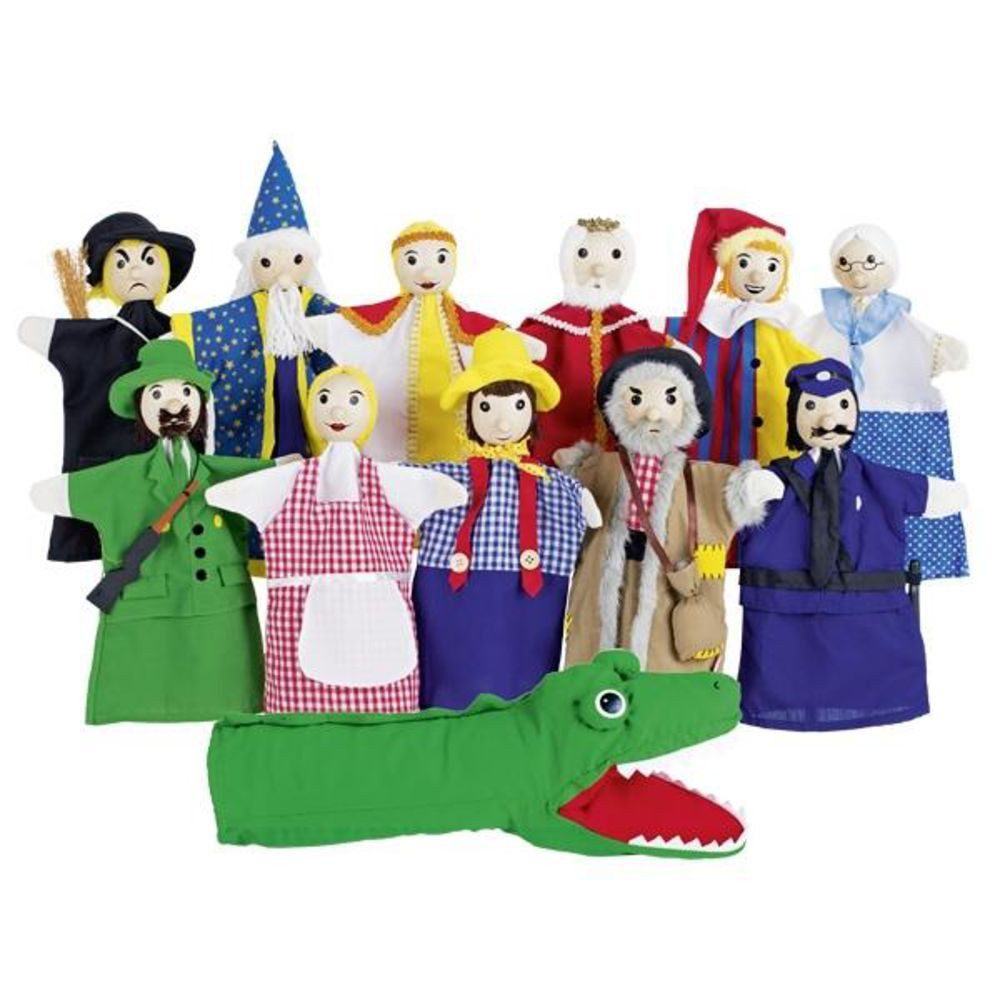 goki Handpuppe Handpuppenset 2 (12-tlg), für Kasperle- und Puppentheater