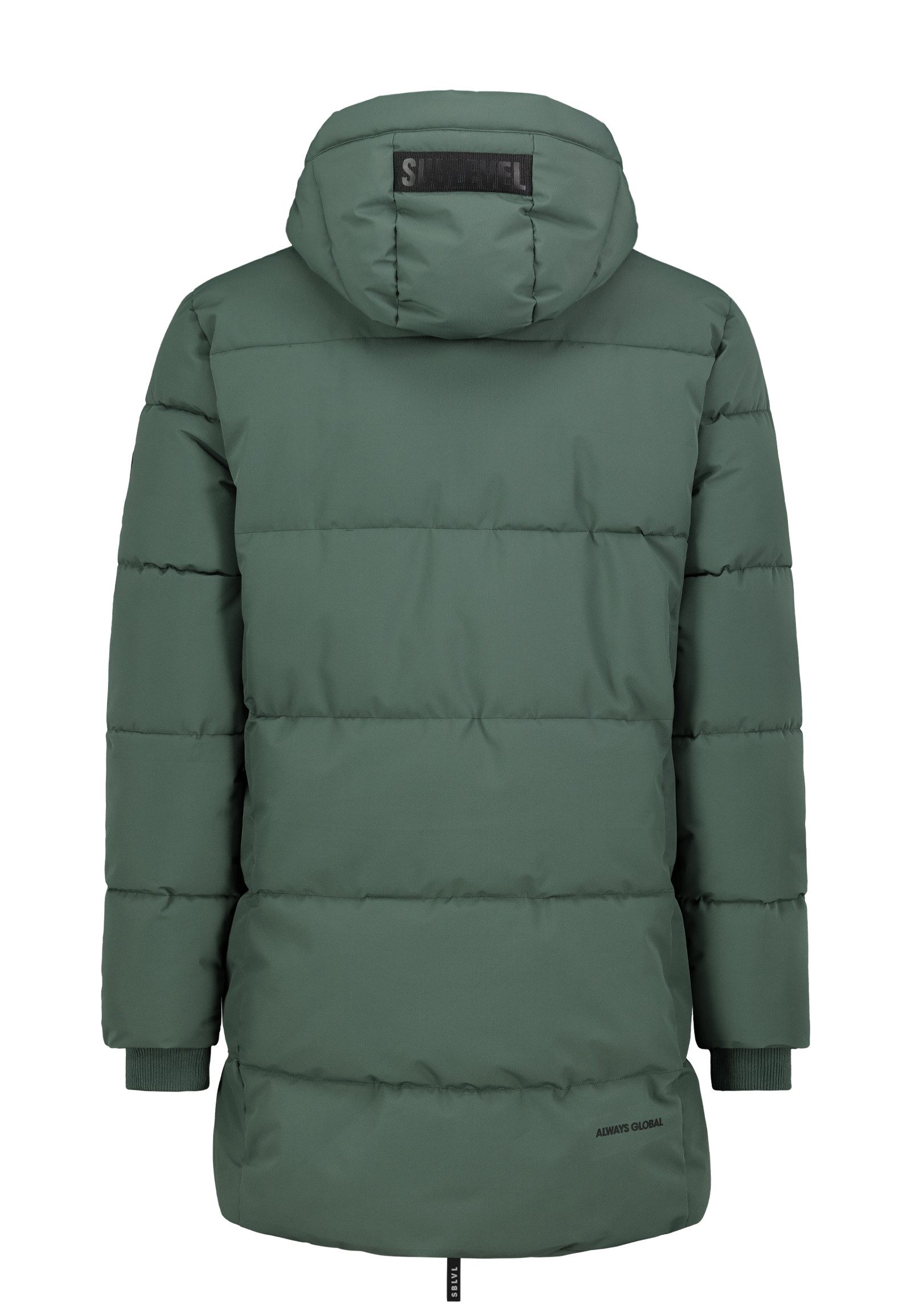 SUBLEVEL Steppmantel Herren Mantel lang mit Leistentaschen und Kapuze Kapuz günstig online kaufen