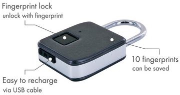 Schwaiger Bügelschloss 715941 (batteriebetrieben, IP65), Fingerabdrucksensor