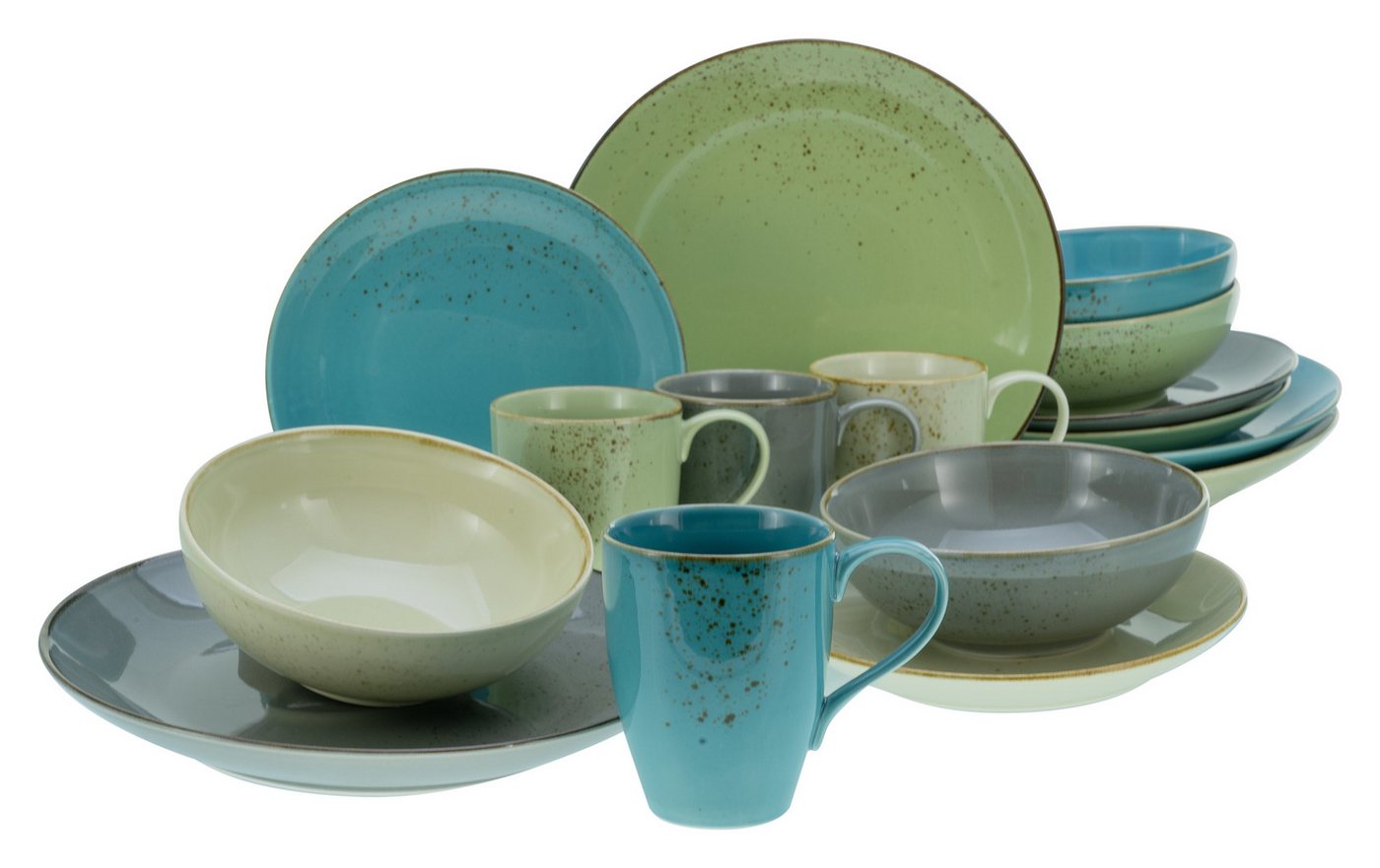CreaTable Kombiservice Geschirr-Set NATURE COLLECTION (16-tlg), 4 Personen, Steinzeug, Service, harmonische Naturglasur, 16 Teile, für 4 Personen