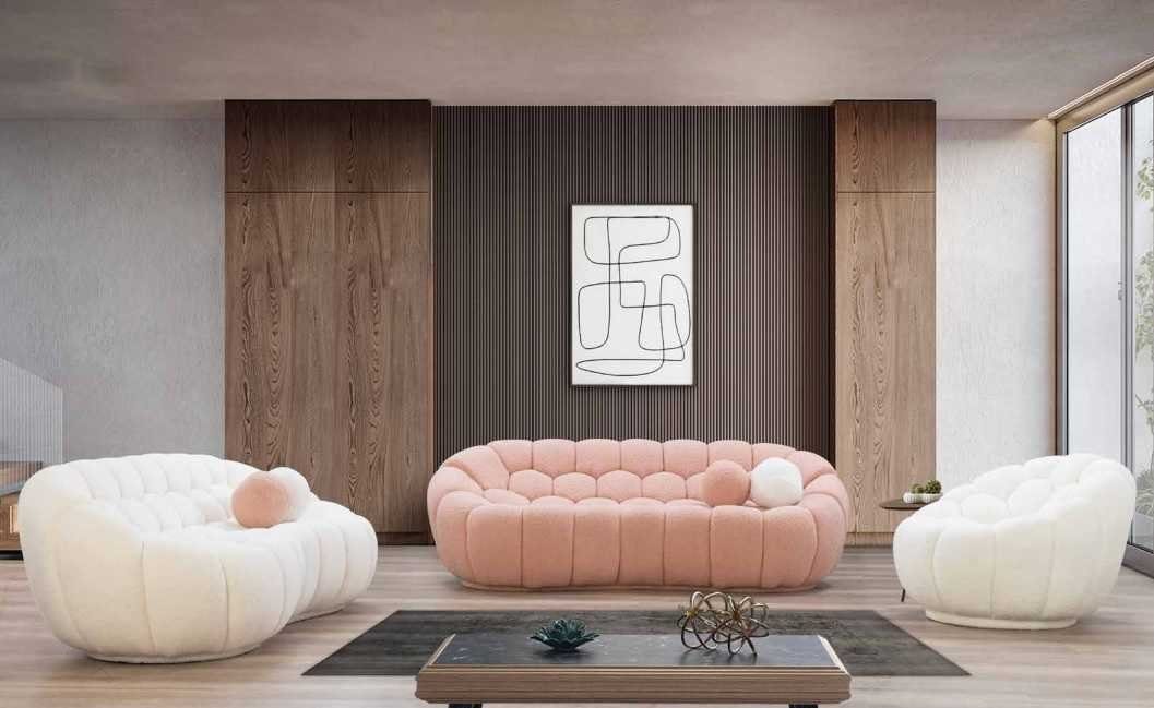 JVmoebel Sessel Moderne Sofagarnitur 3+3+1 Sitzer Luxus Couch Sessel Textil Möbel Neu (2-St), Mad in Europa