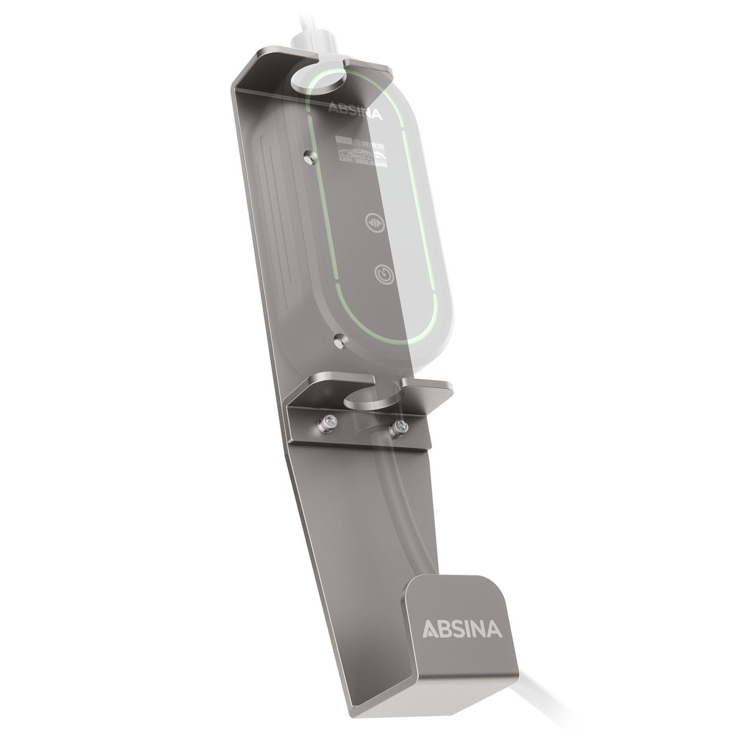 Aluminium Typ 2 Wandhalterung für ABSINA Schuko+ CEE Ladekabel Elektroauto-Ladegerät