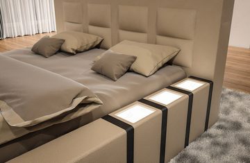 Sofa Dreams Boxspringbett Asti Bett Kunstleder Premium Komplettbett mit LED Beleuchtung, mit Topper, mit Matratze, mit LED Beleuchtung