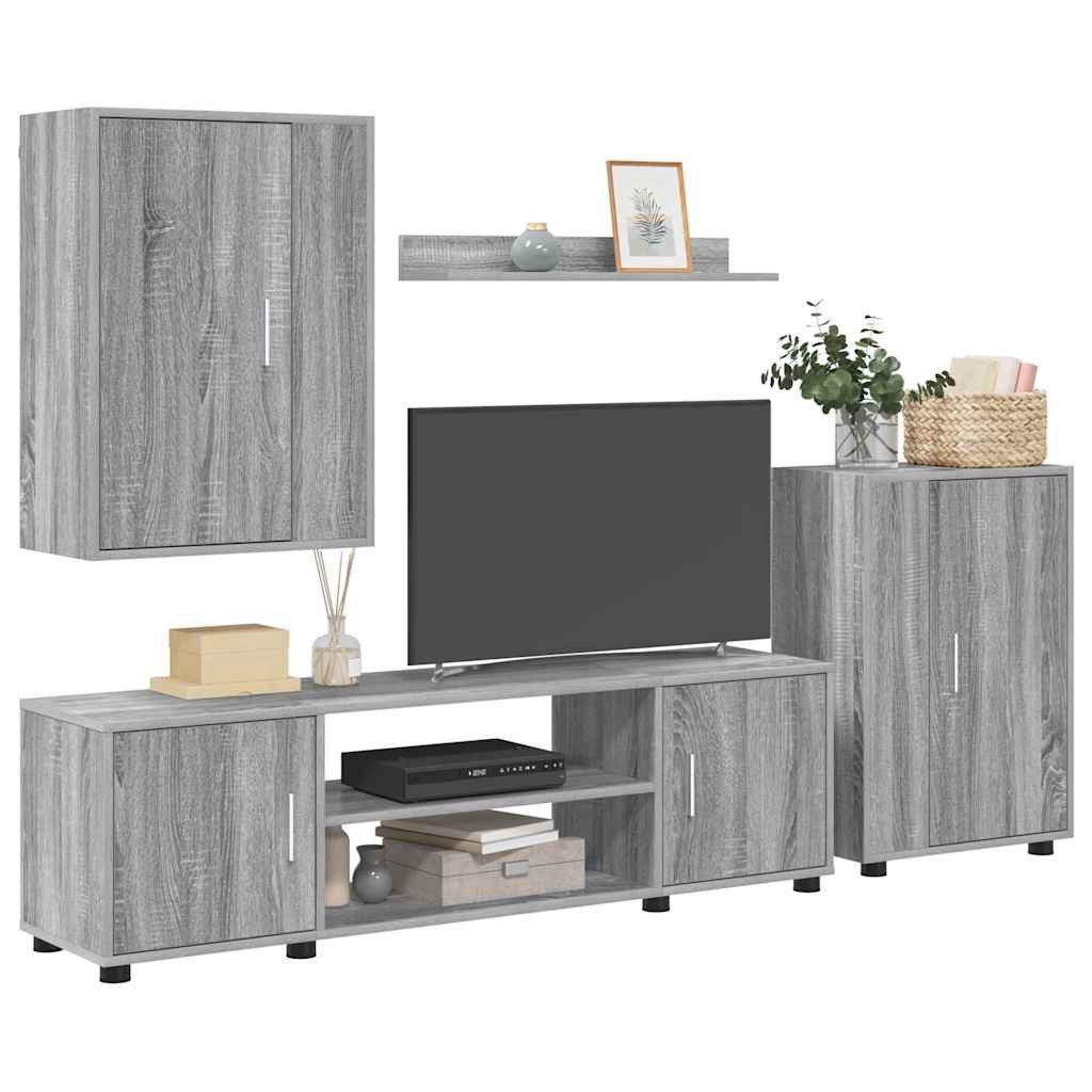 vidaXL TV-Schrank TV-Schrankset Wandmontiert 4 pcs Graues Sonoma Holzwerkst günstig online kaufen