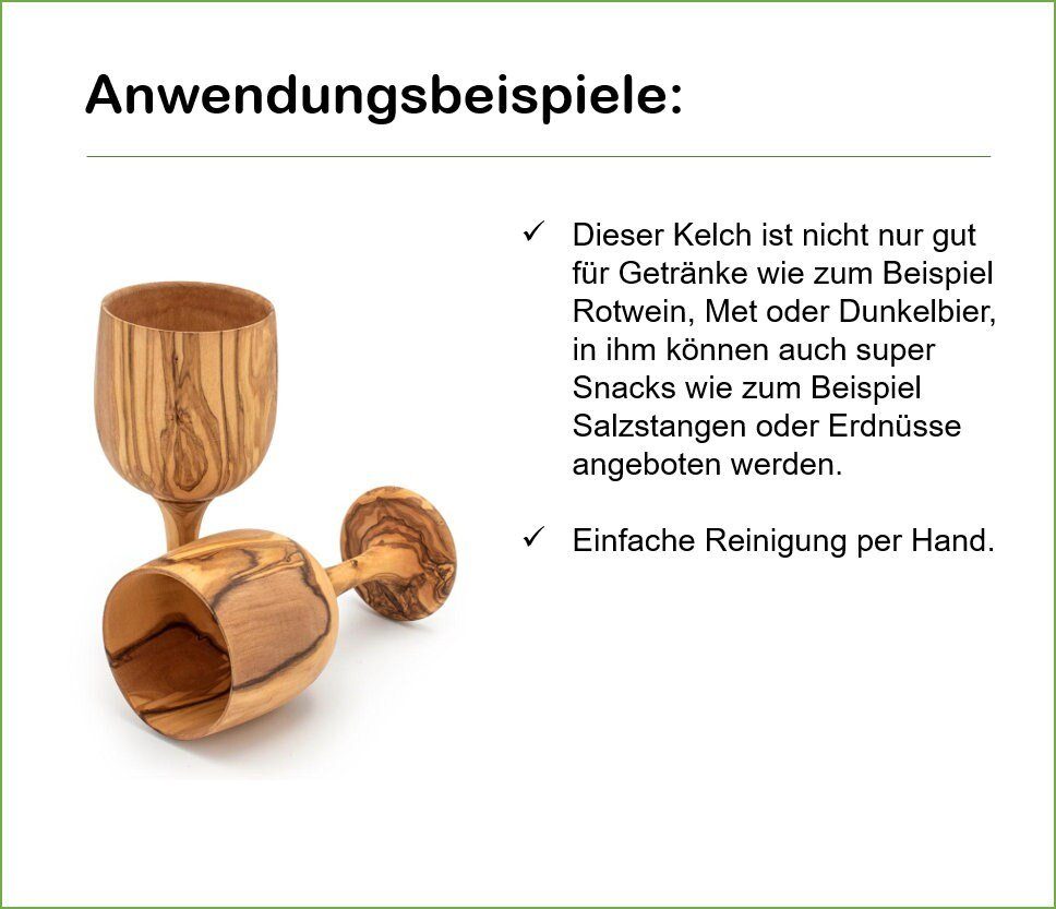 Olivenholz-erleben Weinglas Weinkelch VINO, 1-tlg., Olivenholz, Edler Begleiter für besondere Anlässe – jedes Stück ein Unikat – Bild 4 von 5