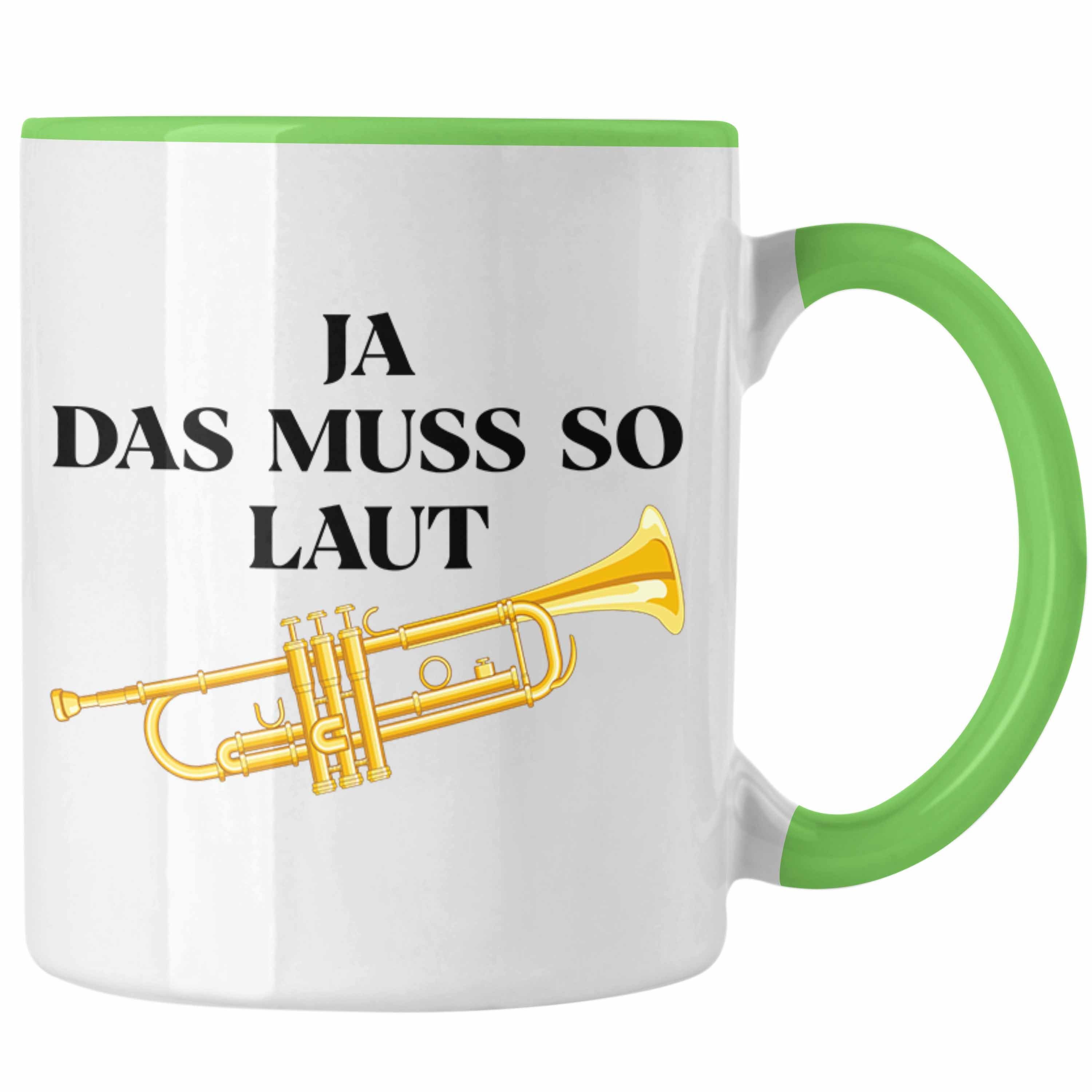 Trendation Musiker Lustig Geschenk Trompete Männer Tasse Geschenkidee Grün - Trendation Trompeten-Spieler Tasse für Tuten