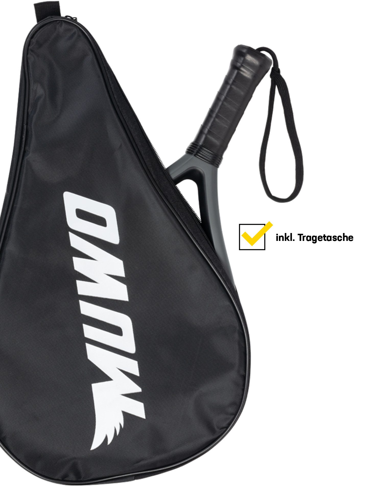 MUWO Padelschläger "Toledo" mit Tasche, (2-teiliges Set bestehend aus Padelschläger und Tasche), ausgeglichene Balance und optimale Ballkontrolle