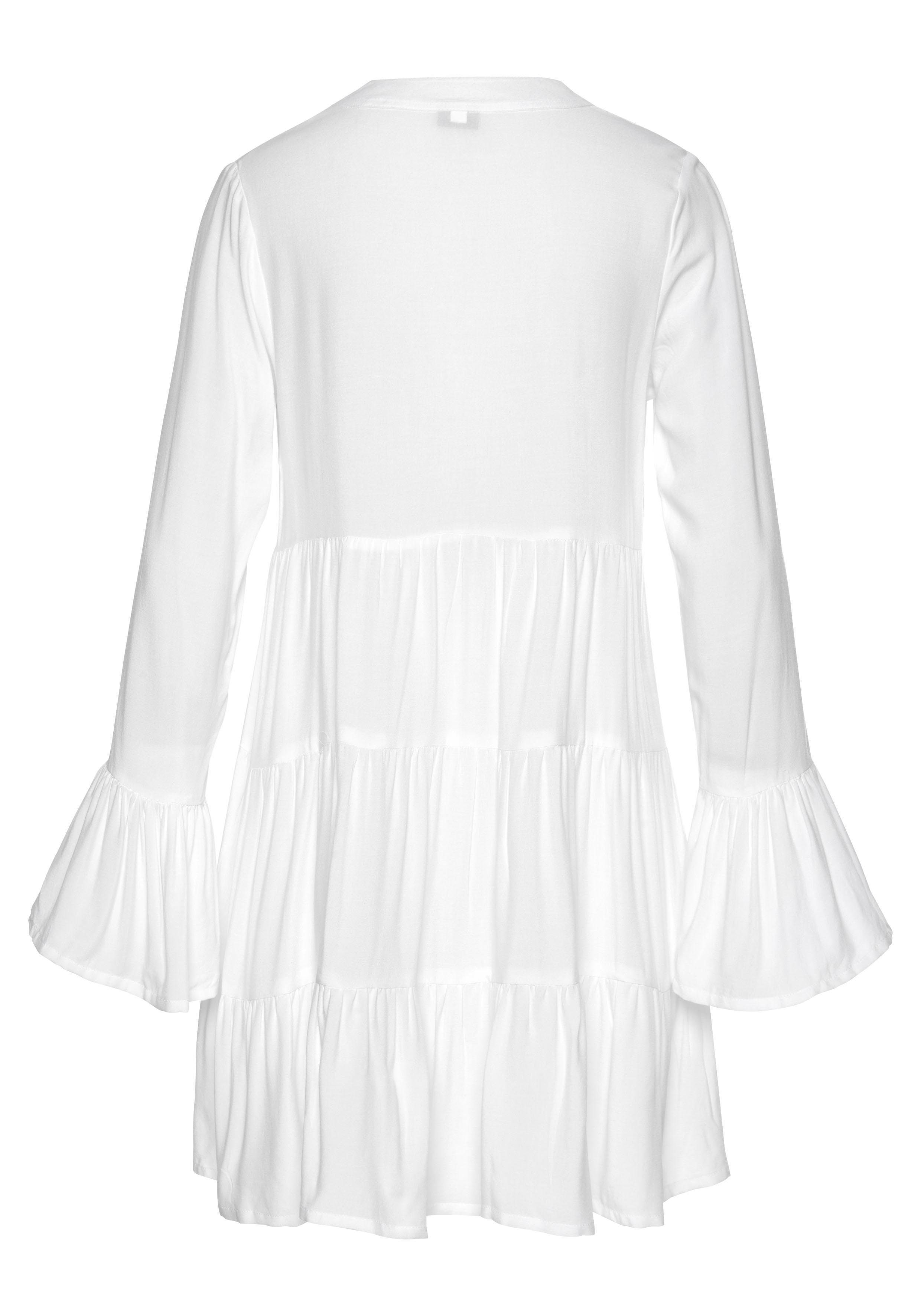 LASCANA Longbluse in weiter Form mit Spitzeneinsätzen Tunika in A-Form, lockeres Blusenkleid, elegantes Strandkleid – Bild 4 von 5