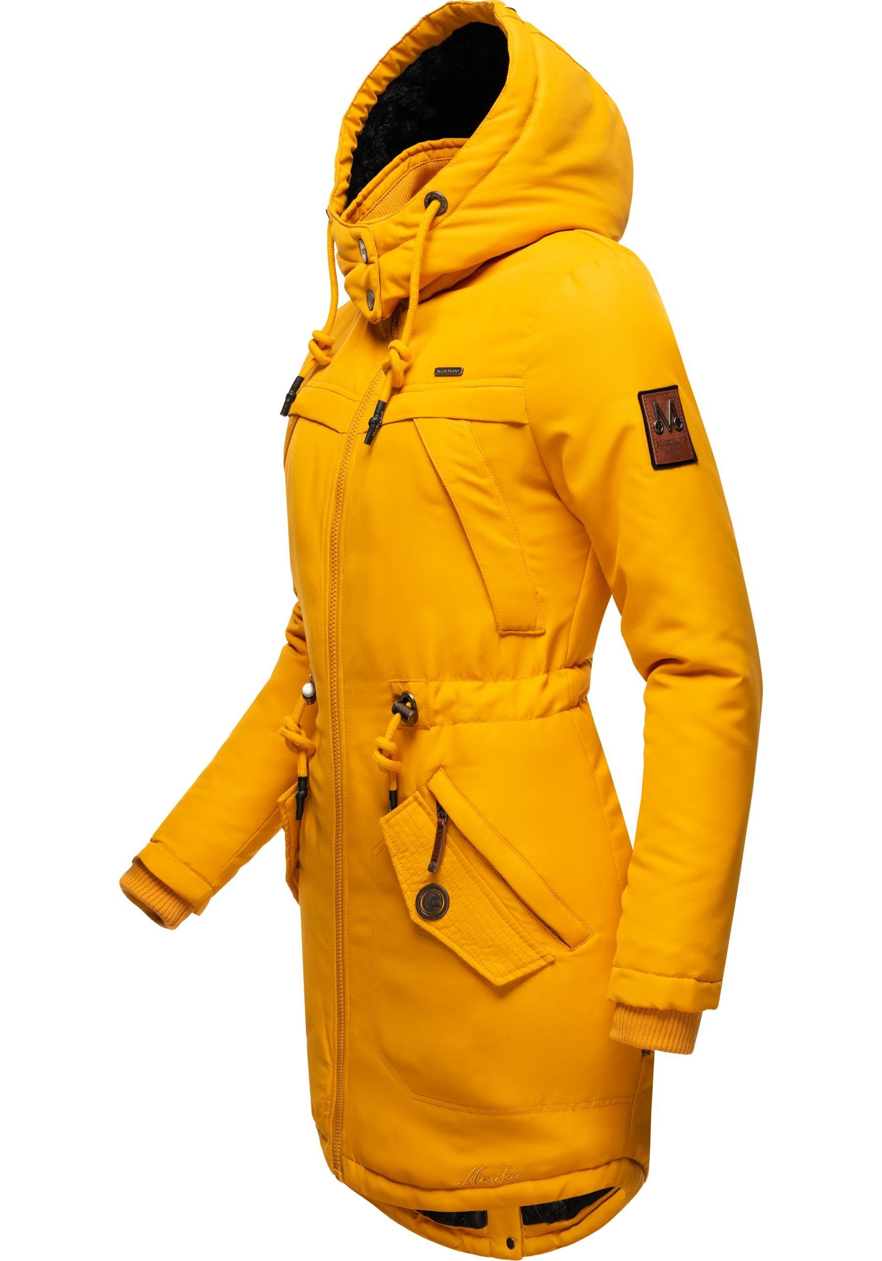 Winterparka sportlicher Kapuze Damen Kamii abnehmb. gelb Marikoo Wintermantel mit