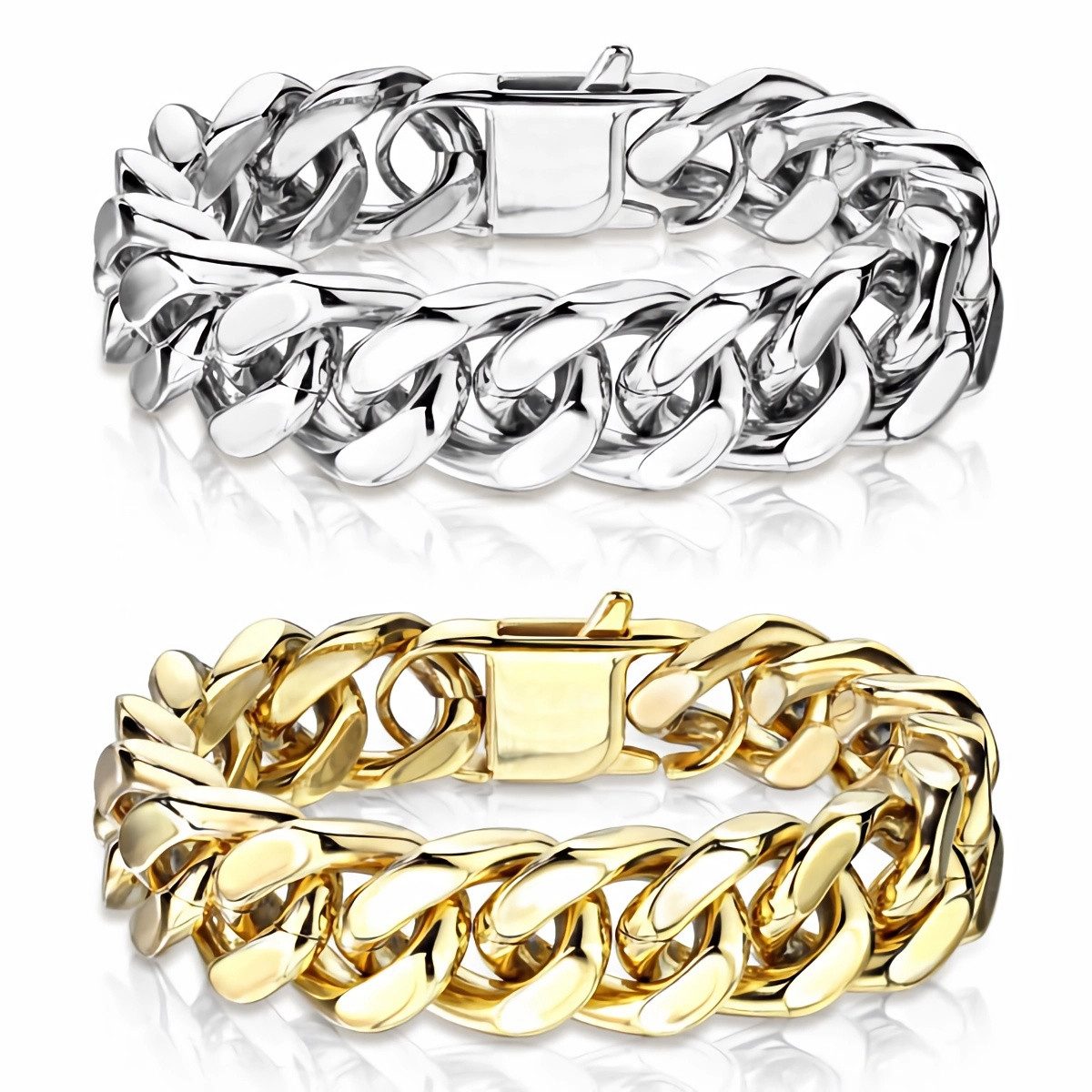 Order & Smile Schmuck Panzerarmband Panzerarmband breit: Panzerketten Armband aus Edelstahl