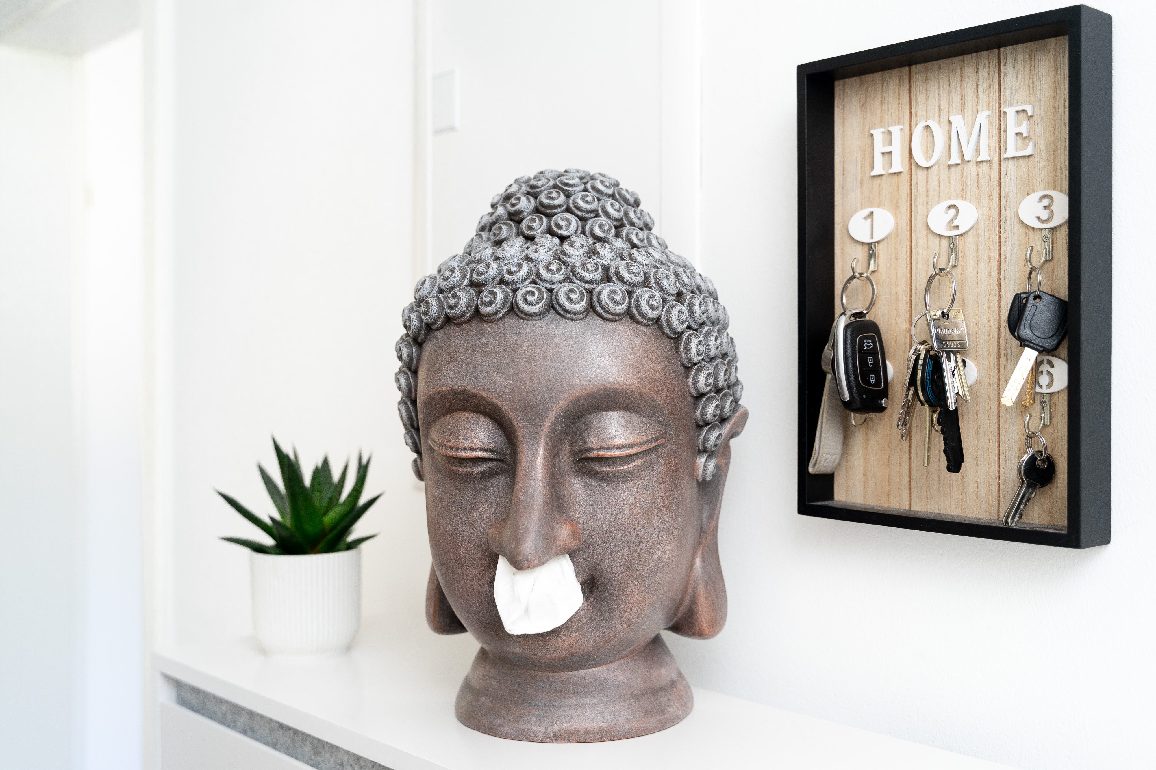 NEUSTEIN Buddhafigur Buddha Kopf Taschentuchbox Taschentuchspender – Bild 5 von 5