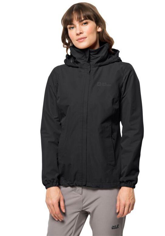 verstaubarer Kapuze Funktionsjacke JKT schwarz mit 2L W Wolfskin STORMY Jack POINT