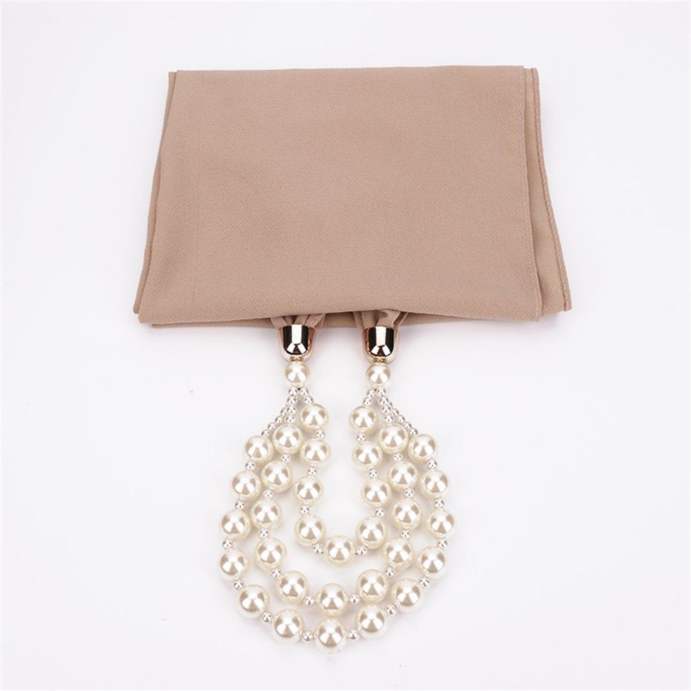 Schal, Rouemi Schal,Imitation Schal Damen Perlenkette Modeschal dekorative Gelb Loop warmen