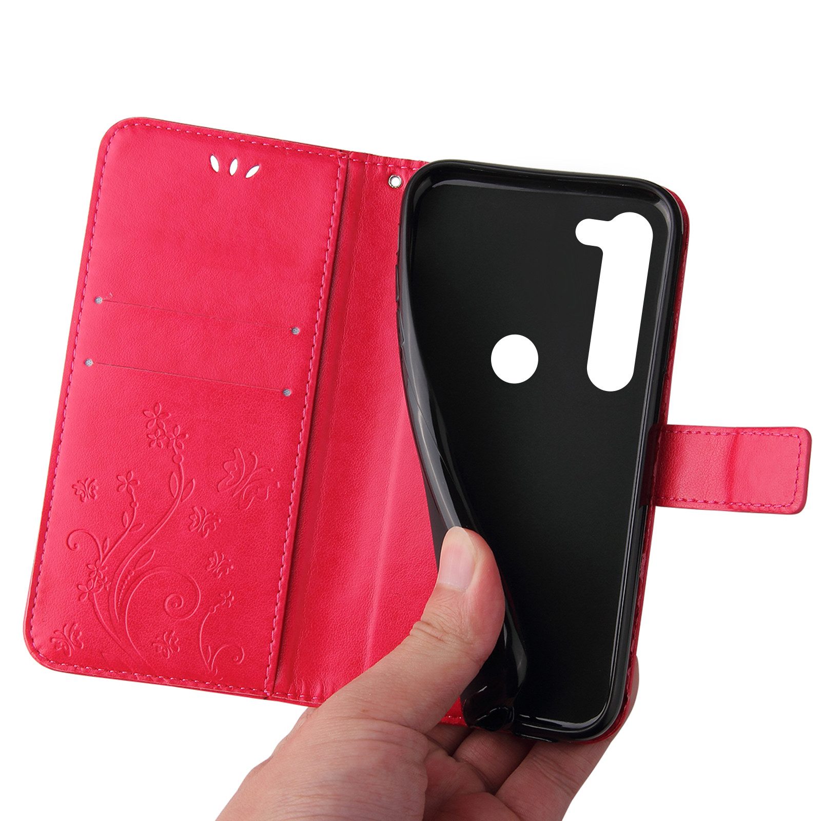 Tec-Expert Handyhülle Cover Tasche Hülle für Xiaomi Redmi Note 8 6,3 Zoll, Klapphülle Case mit Kartenfach Fliphülle aufstellbar, Motiv Blumen