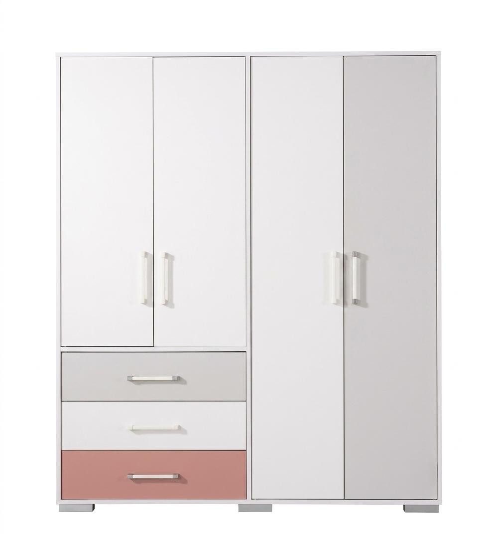 JVmoebel Kleiderschrank Weißer 4-türiger Kleiderschrank aus Holz für modernes Schlafzimmer