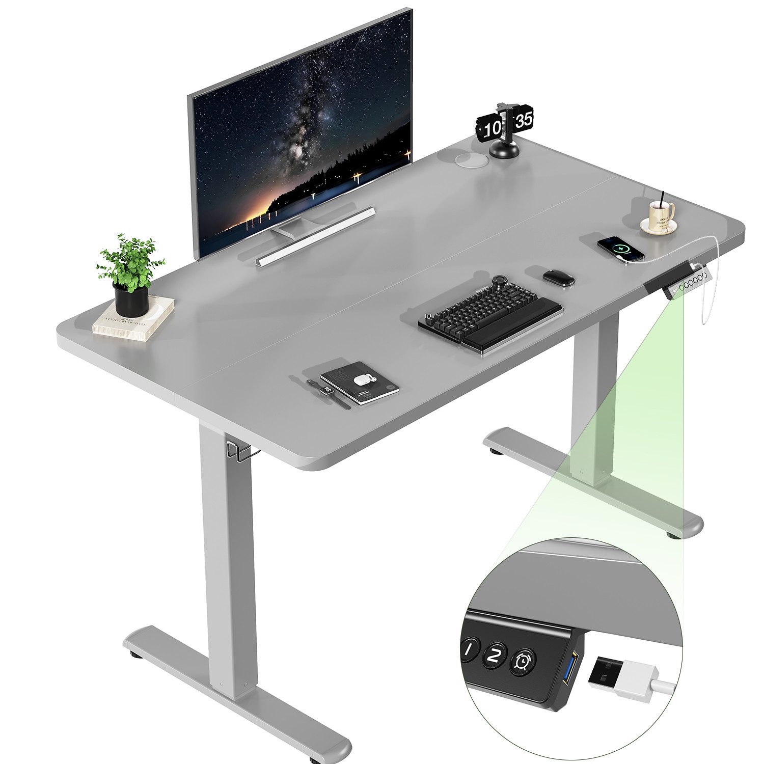 HOMALL Schreibtisch Höhenverstellbarer mit USB-Ladefunktion und günstig online kaufen