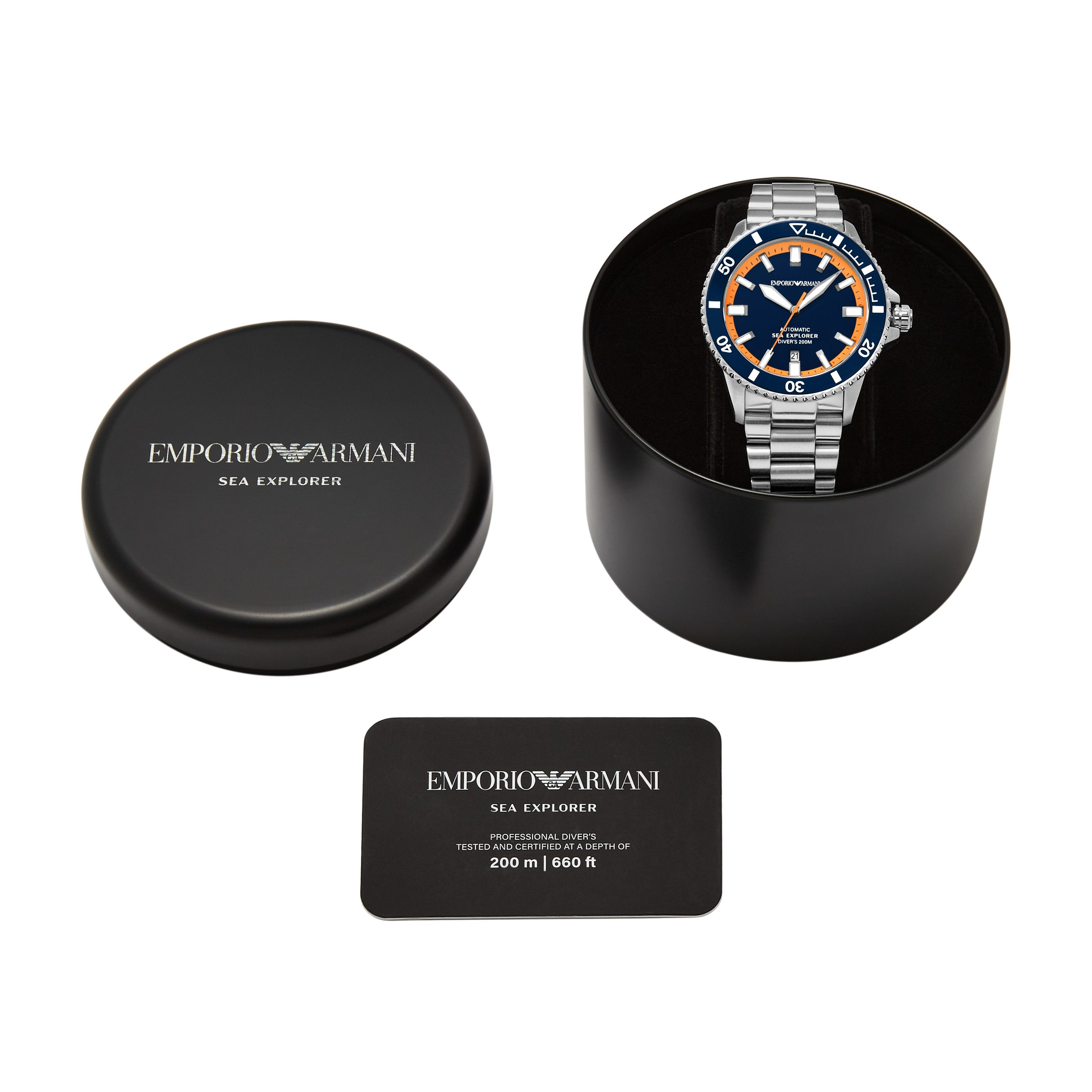 Emporio Armani Automatikuhr AR60090, Armbanduhr, Herrenuhr, Mechanische Uhr, Edelstahlarmband, analog, Tag – Bild 5 von 5