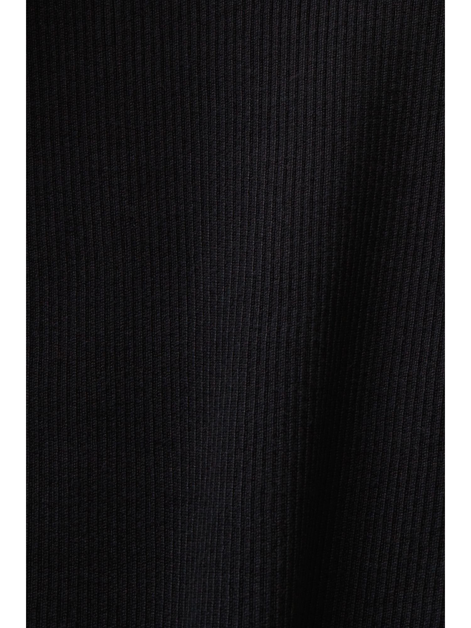 Rundhalspullover mit Rundhalsausschnitt Esprit Rippstrick-Pullover BLACK