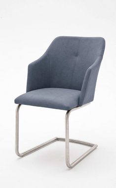 expendio Wohnzimmer-Set Torrent 151, (Spar-Set, 9-St), Eiche bianco montiert LED + 6x Stuhl B3 Kunstleder graublau