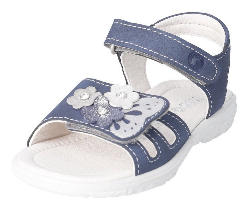 Ricosta Chloe WMS: normal Sandale mit Strass Steinchen besetzt, Modische Sandale  mit Blüten und Schmetterlingsapplikation