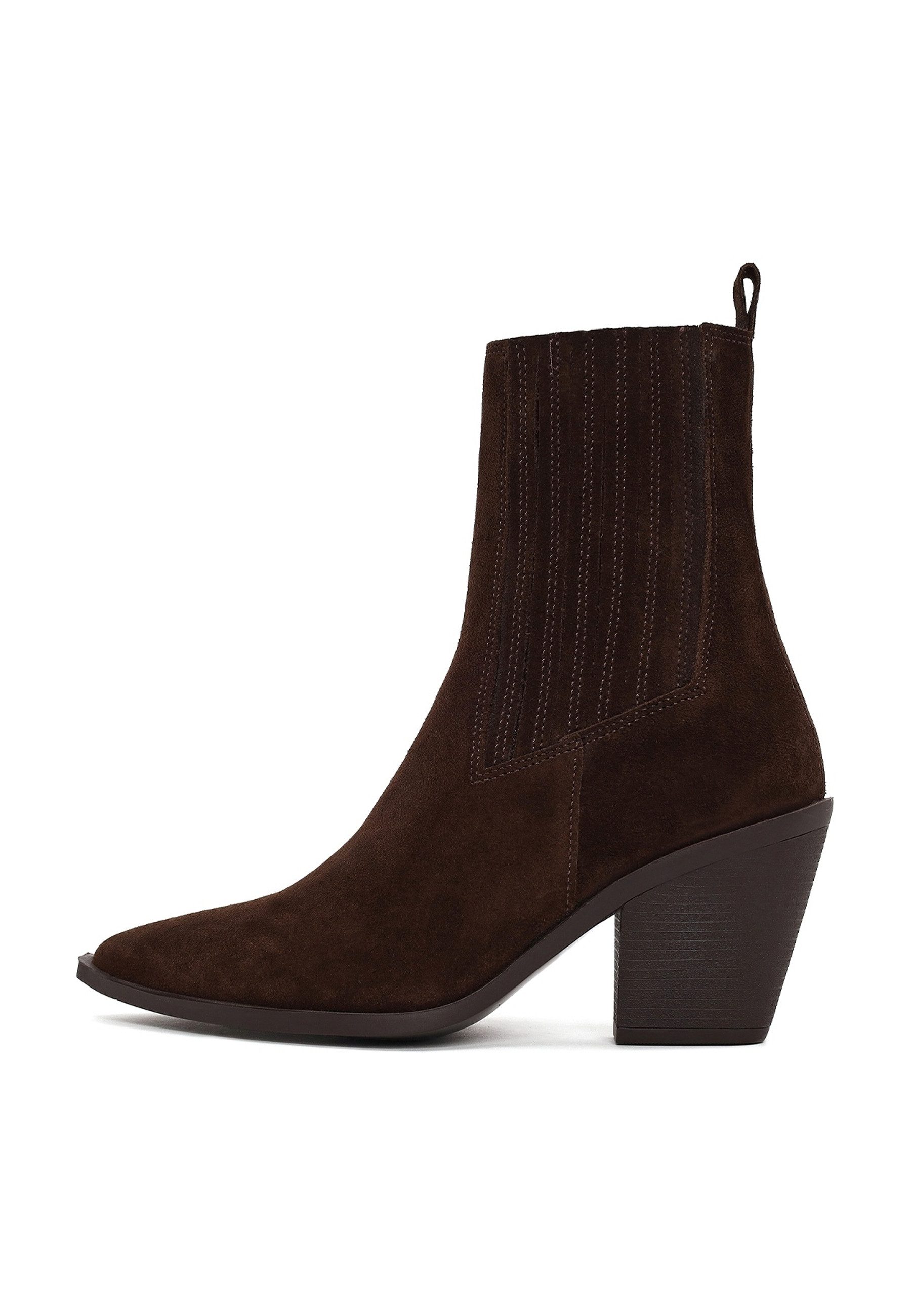 Derimod Veloursleder Western Blockabsatz-Stiefeletten Cowboy Boots