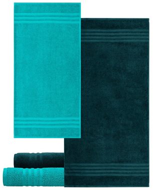Lashuma Handtuch Set »London« (Set, 4-tlg), je 2x Handtuch 50x100 und Badetuch 70x140 cm grün