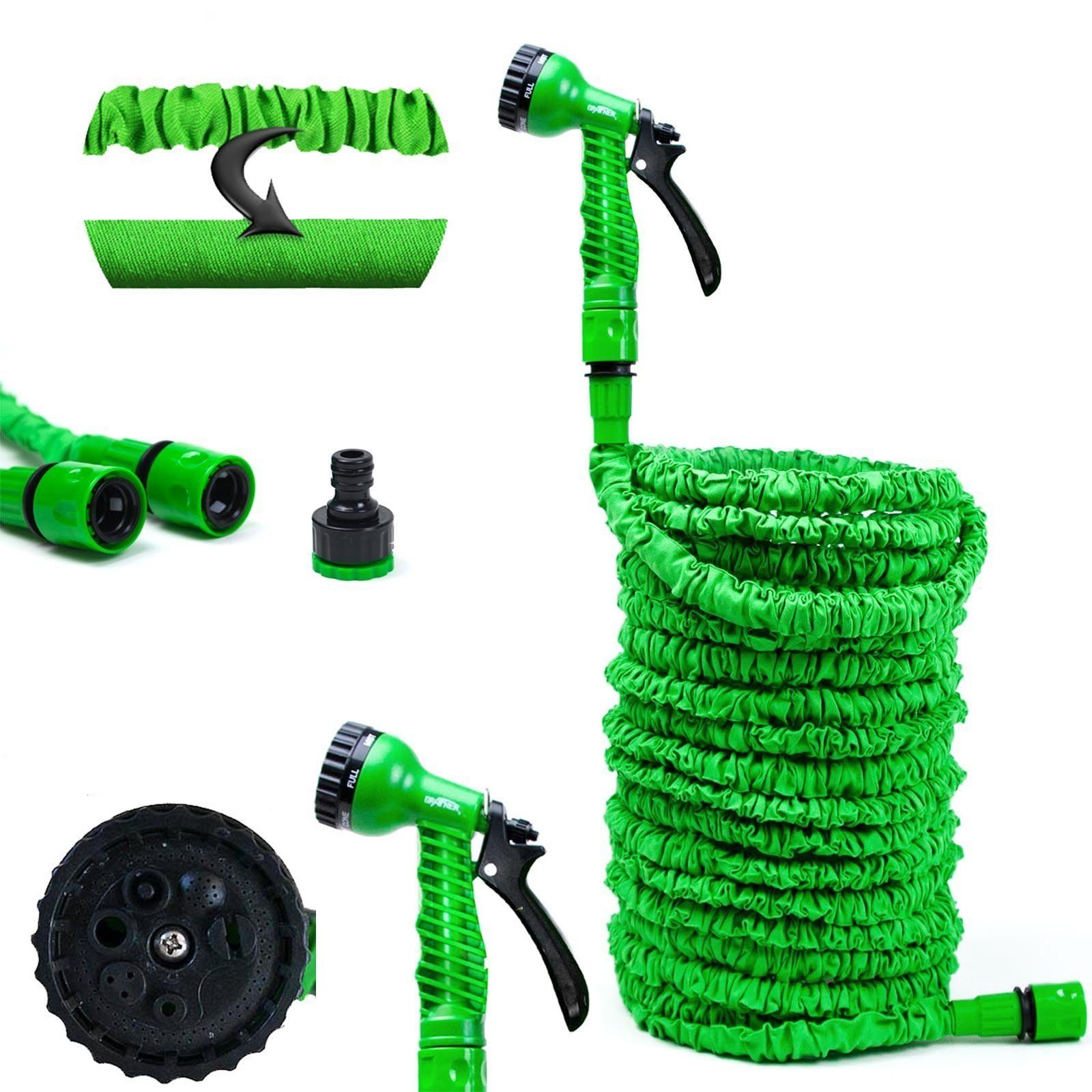 Gartenschlauch Gartenschlauch flexibel dehnbar 7,5m-45m inkl. 7 Funktionen Brause