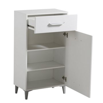 Homestyle4u Garderoben-Set Garderobenset 5-teilig Komplettset Holz Weiß Grau Flurgarderobe Sitzba, (5-St)