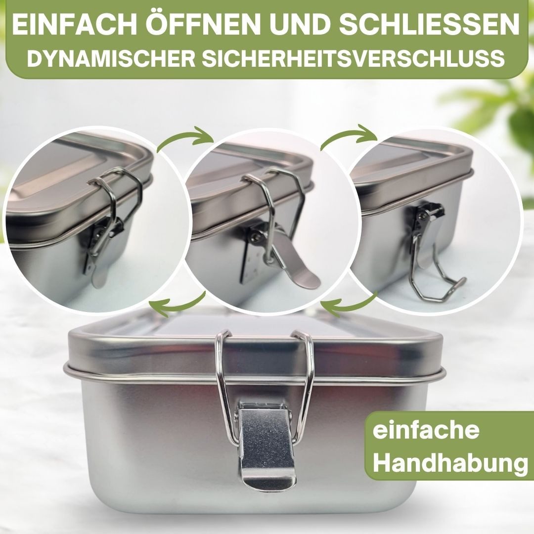 Topanbieter999 Lunchbox Brotzeitbox mit Fächer Brotdose Lunch-Jausenbox, Edelstahl – Bild 5 von 5