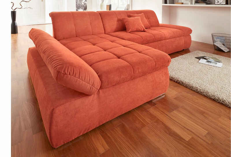 DOMO collection Ecksofa NMoric XXL, B/T/H: 300/172/80cm, Revamierenabschluss L-Form, wahlweise mit Bettfunktion und Armlehnverstel,lung