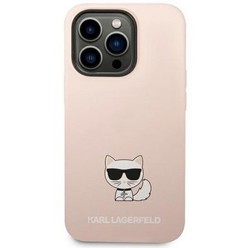 KARL LAGERFELD Smartphone-Hülle Karl Lagerfeld Apple iPhone 14 Pro Silikon Choupette Case Cover Rosa
