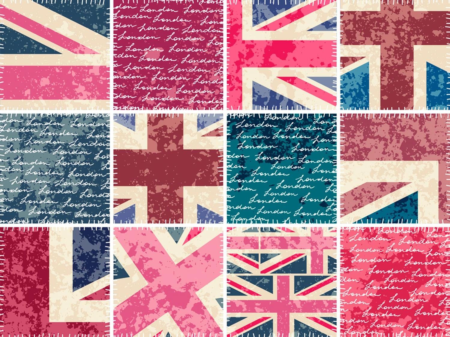 queence Fliesenaufkleber England (12 St), Stickerfliesen, selbstklebend, Sticker, 12er Set