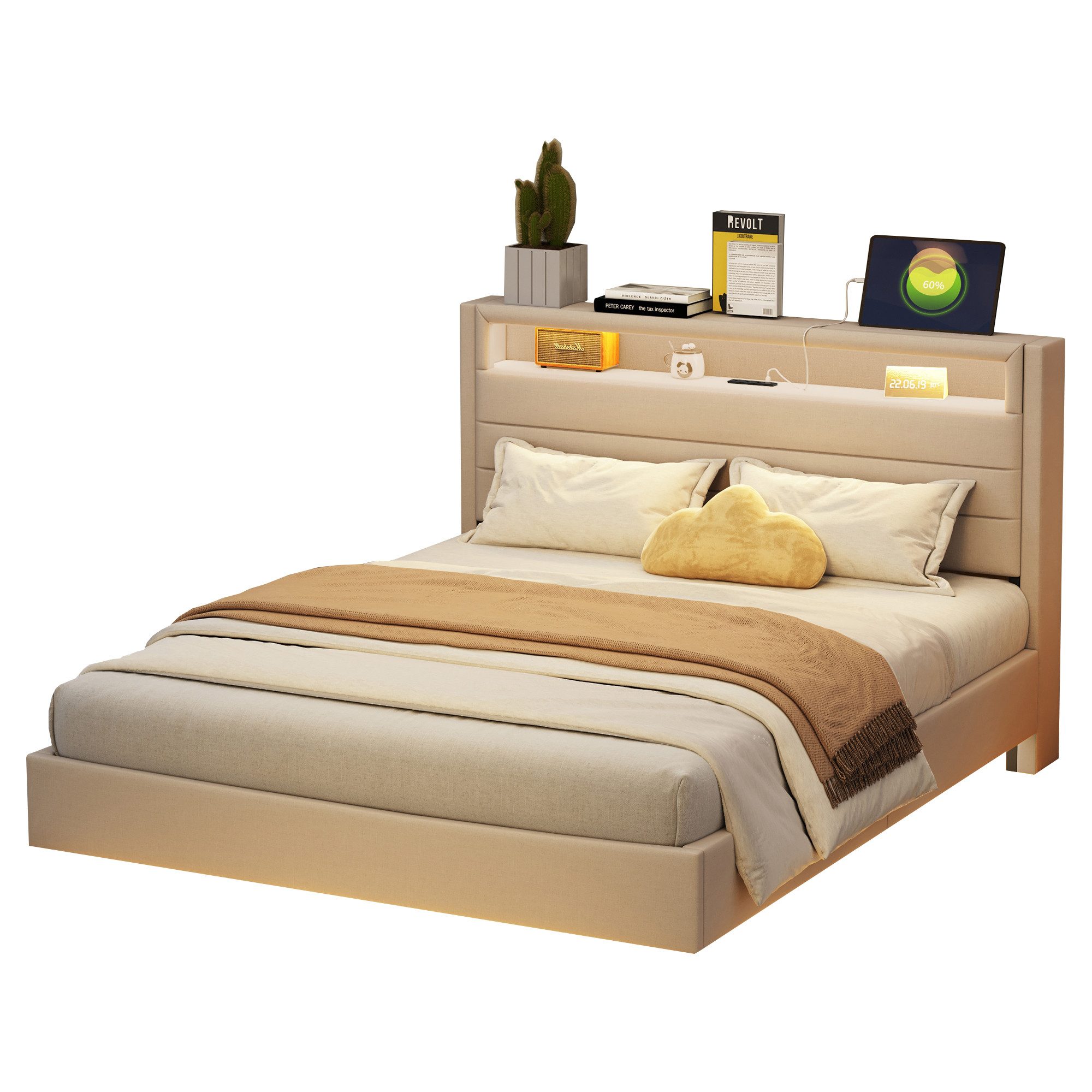 REDOM Polsterbett Doppelbett Stauraumbett (mit USB-Steckdose günstig online kaufen