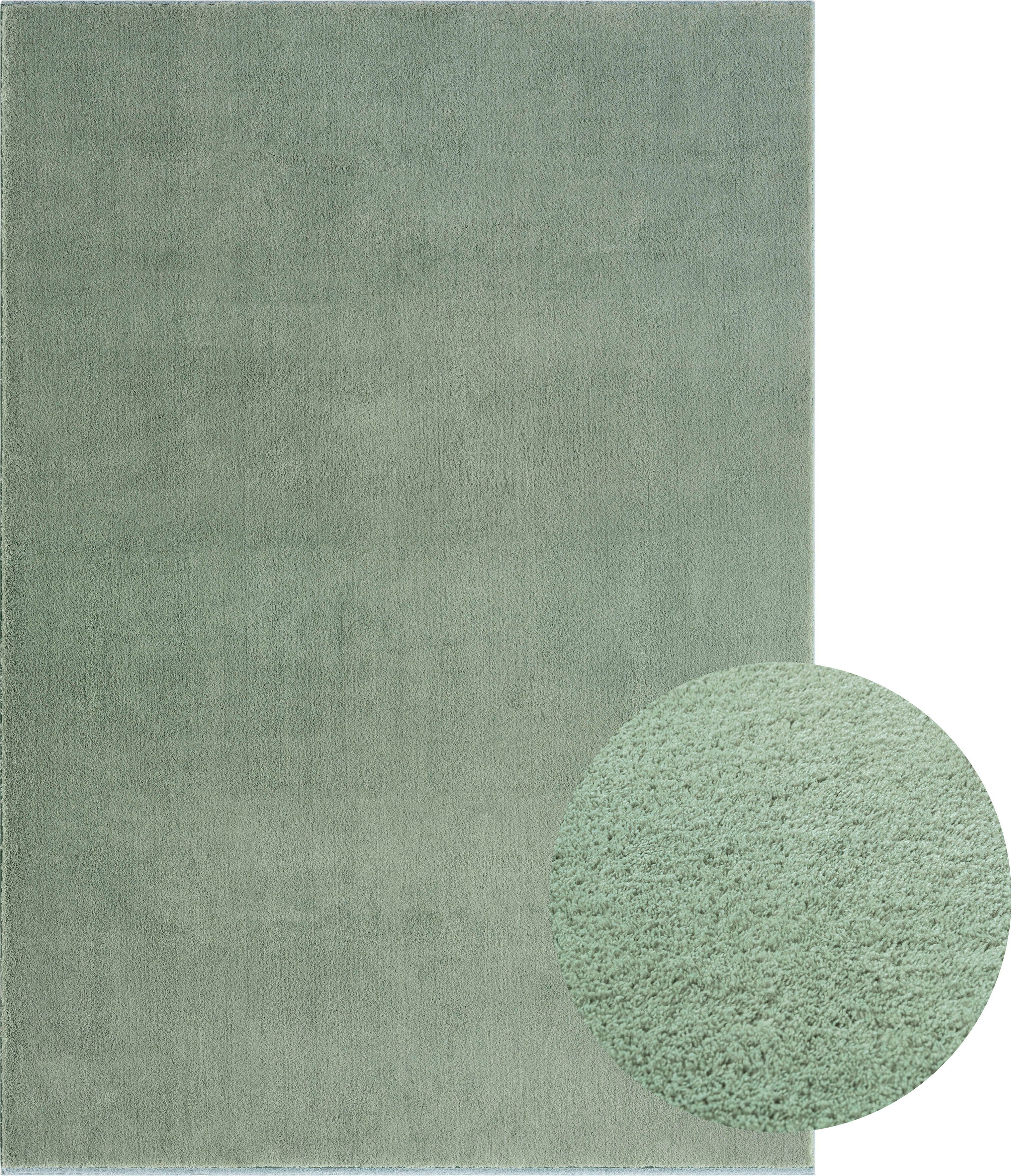 Teppich und Haptik, Anti-Rutsch-Unterseite, 19 rechteckig, Loft 37, mm, Kunstfellteppich, weich merinos, kuschelig, Fell grün waschbar Höhe: