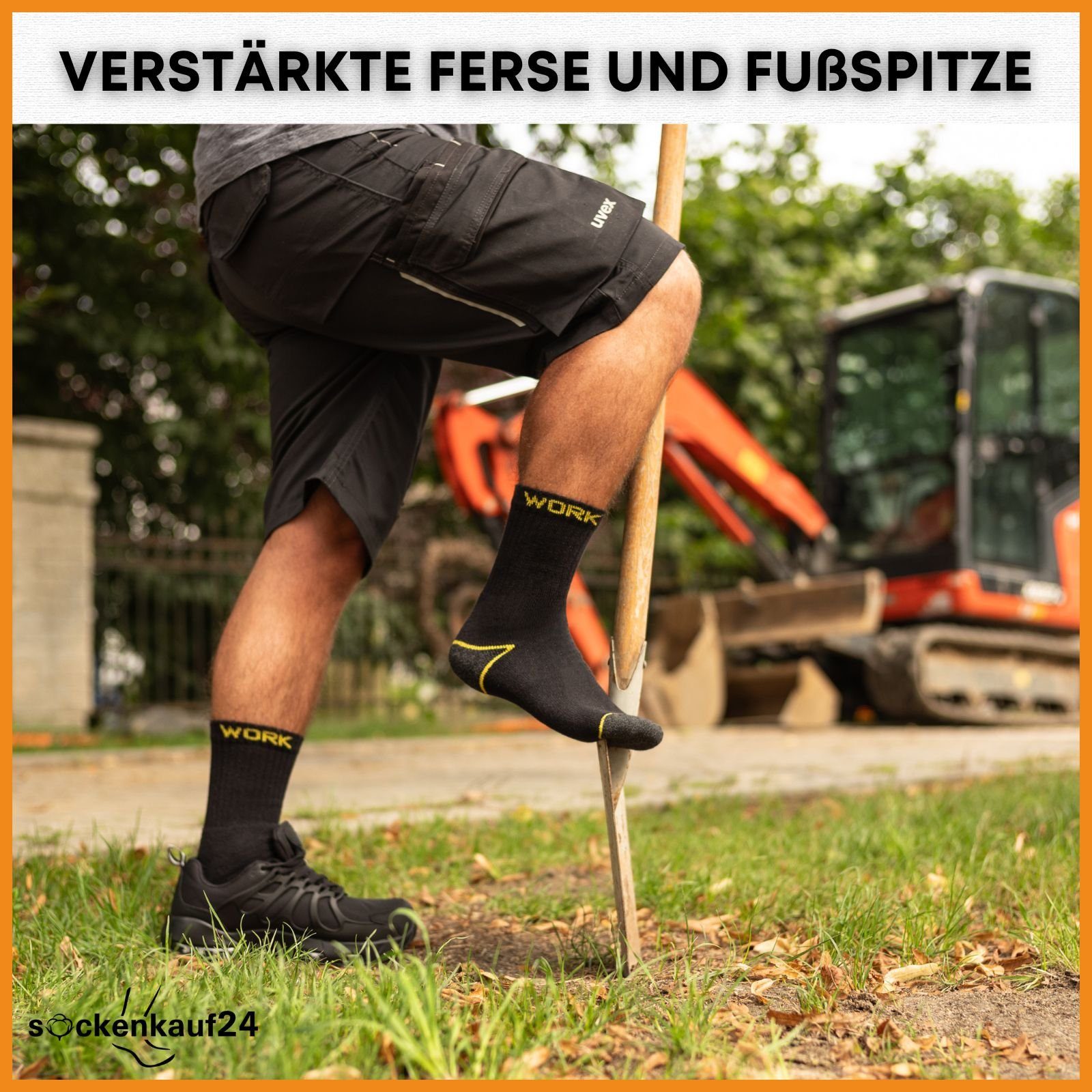 WORK Herren (10-Paar) atmungsaktiv Baumwolle Arbeitssocken verstärkt Vollfrottee Socken Schwarz sockenkauf24