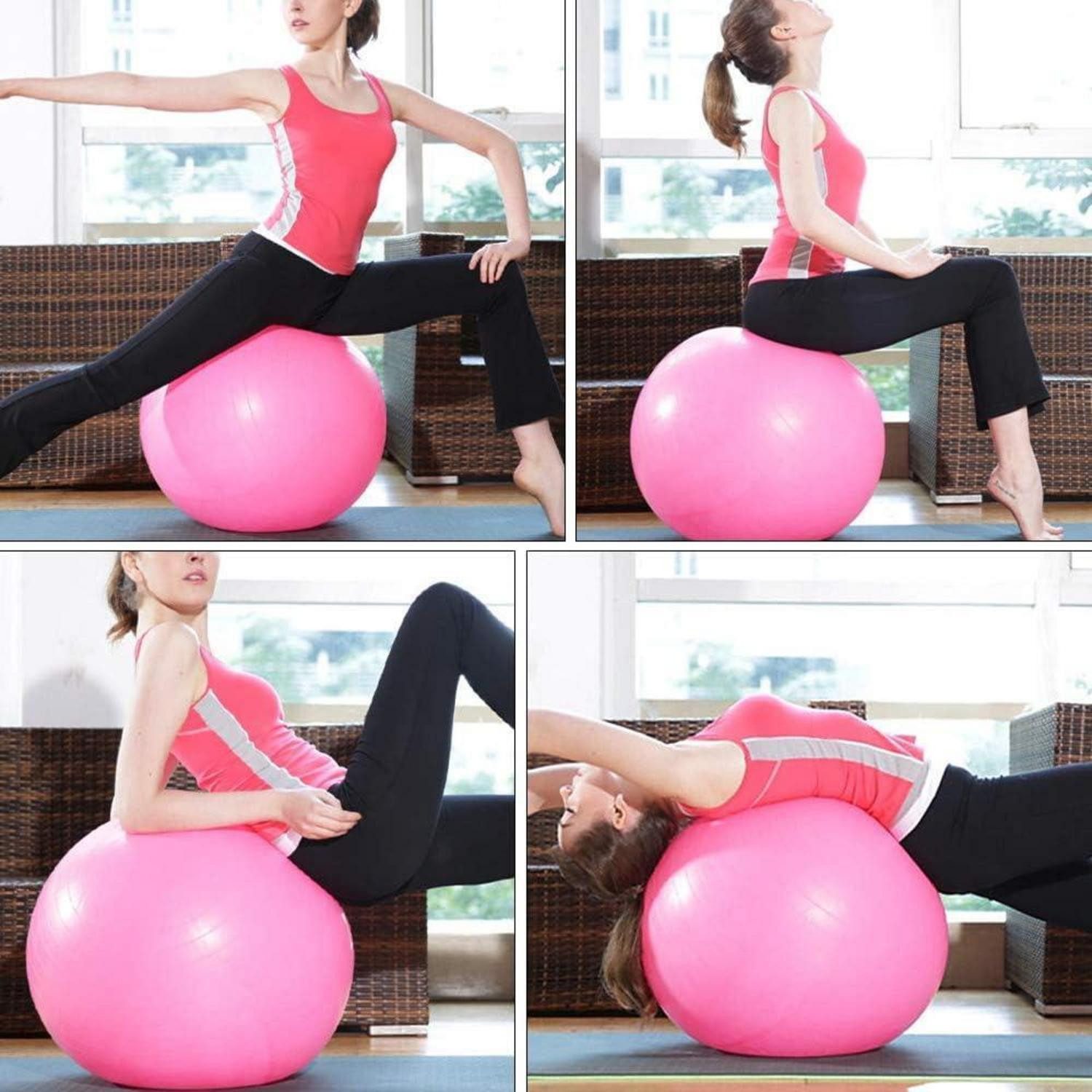 LuxusKollektion Gymnastikball Gymnastikball AntiBurst Balance Pilates 55cm 65cm Luftpumpe Pink 55cm