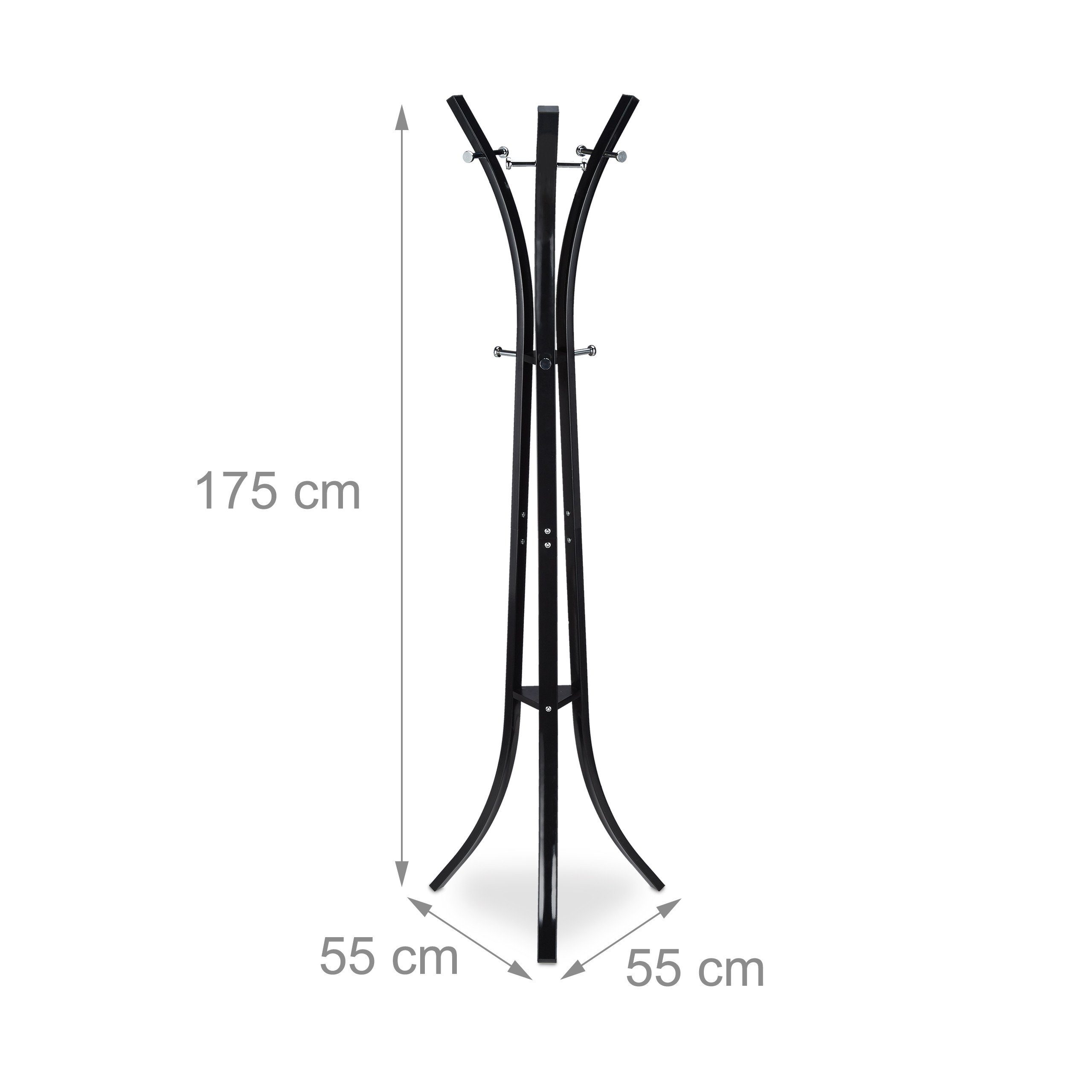 relaxdays Garderobenständer Metall, schwarz