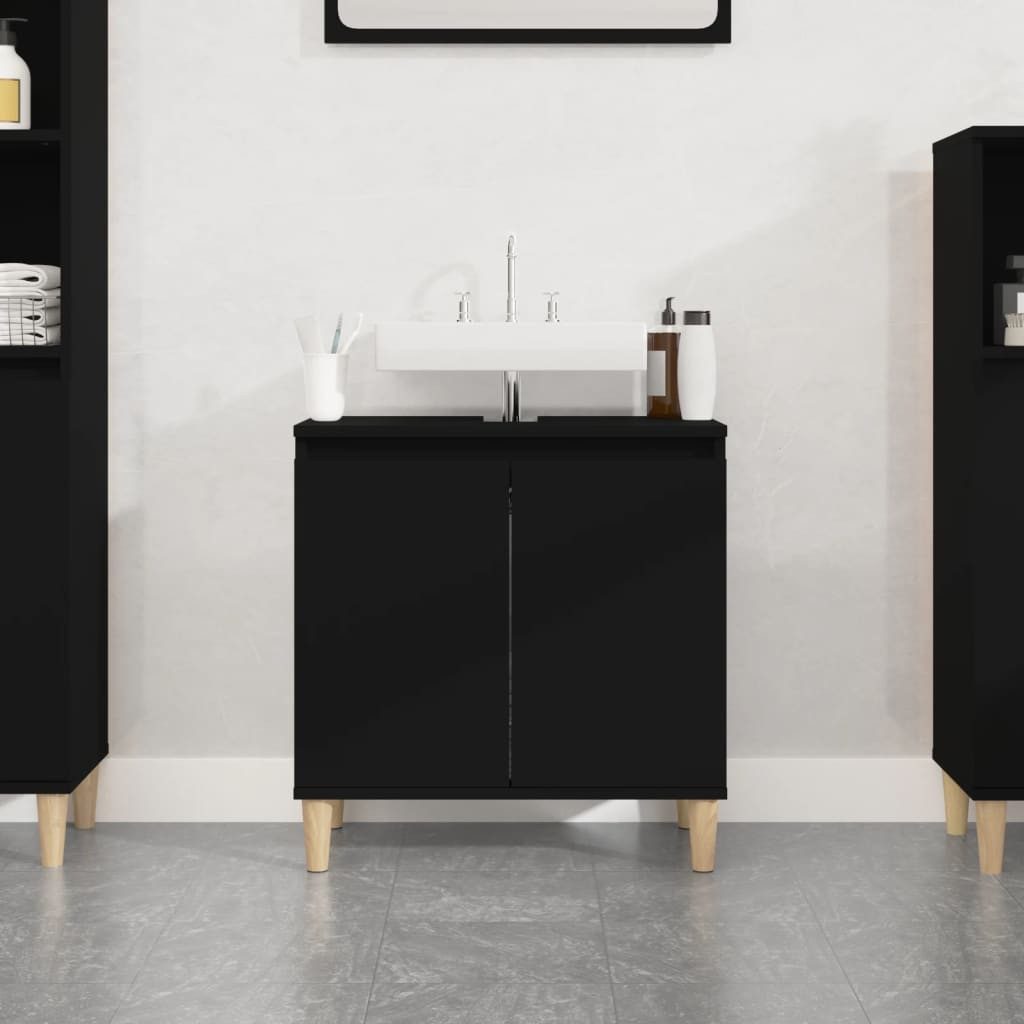 furnicato Waschbeckenschrank Waschbeckenunterschrank Schwarz 58 x 33 x 60 c günstig online kaufen