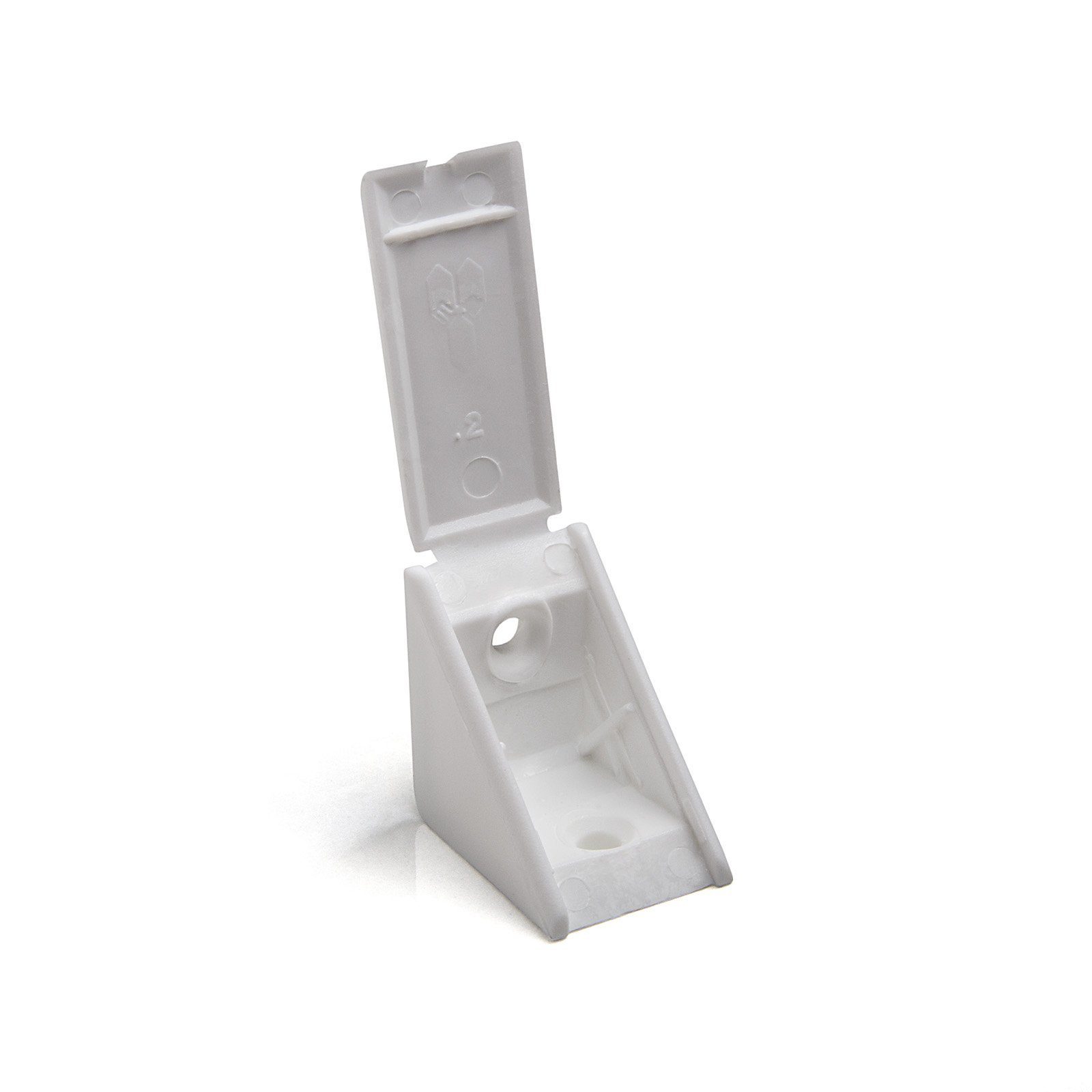 SO-TECH® Winkelbeschlag Korpusverbinder Eckverbinder 27 x 27 x 20 mm mit Klappdeckel (Spar-Set, 10 St), 10 Stück Möbelverbinder weiß