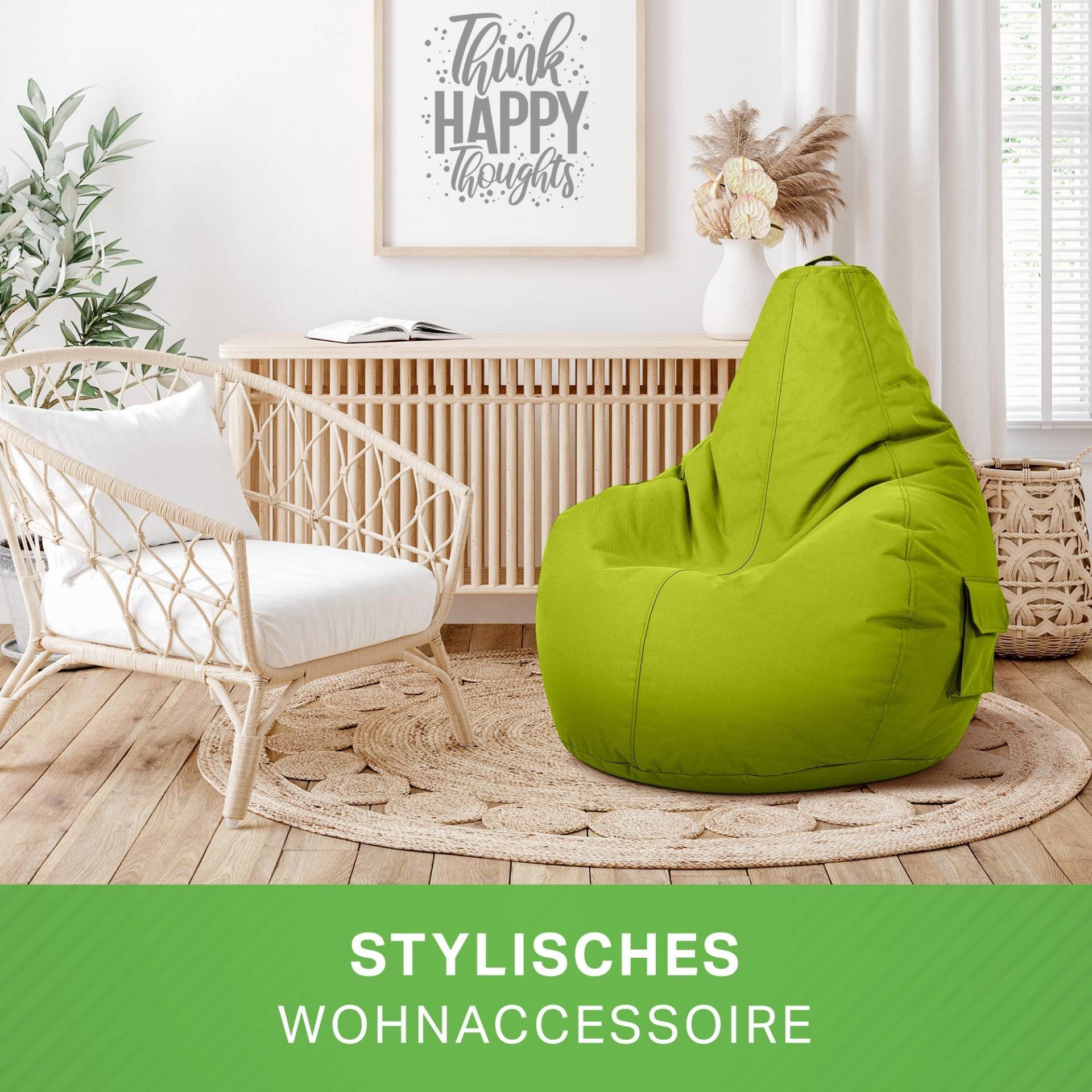 Green Bean Gaming Chair Sitzkissen, Set Cozy Sitzsack + Grün Sitzhocker, Stay, Relax-Sessel mit