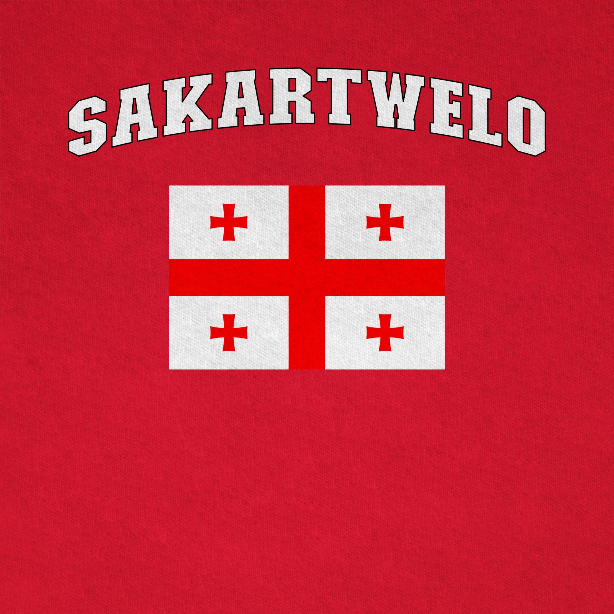 Shirtracer T-Shirt Sakartwelo Schriftzug mit Flagge, Sakartvelo, Georgia, Georgien, G (1-tlg) 2024 Fussball EM Fanartikel