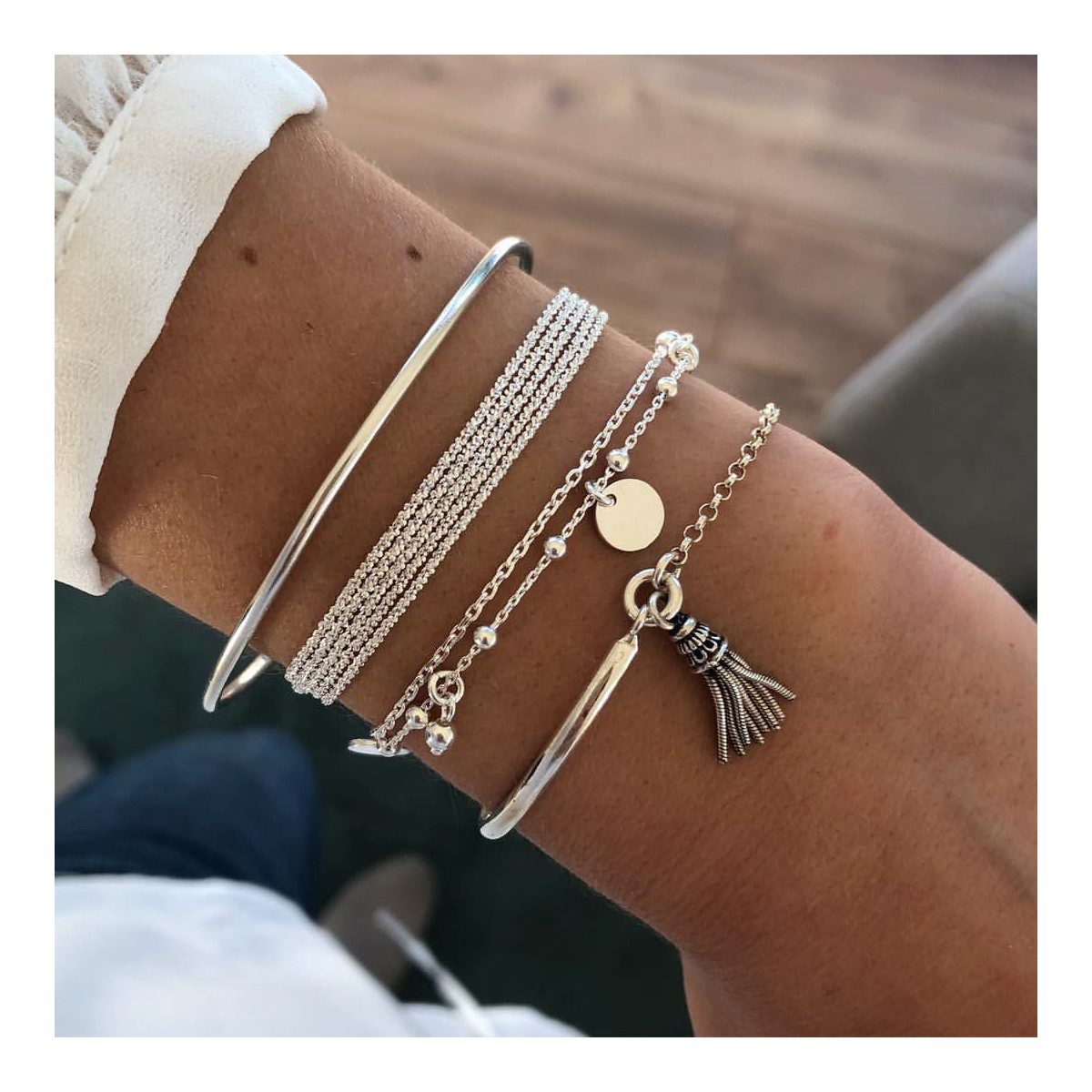 The Beauty House Armband Set Elegante silberfarbige Armbände für Damen – Mo günstig online kaufen