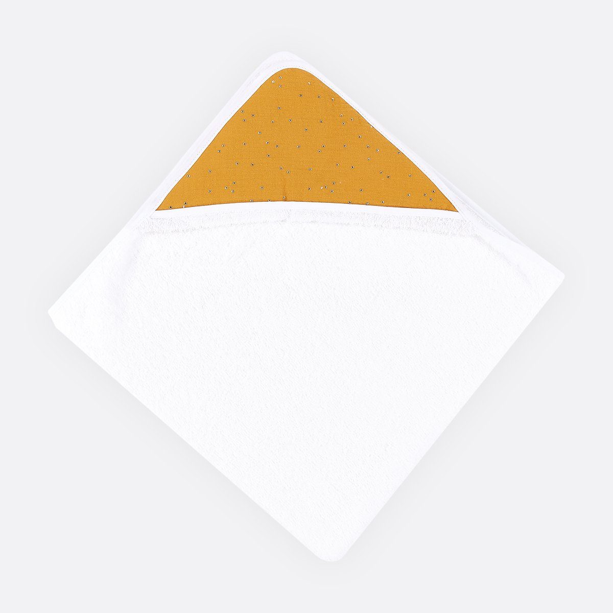 Baumwolle, auf Schrägband Kapuzenhandtuch dickes Punkte 100% und Gelb, Frottee, mit eingefasst weiches extra KraftKids goldene Musselin