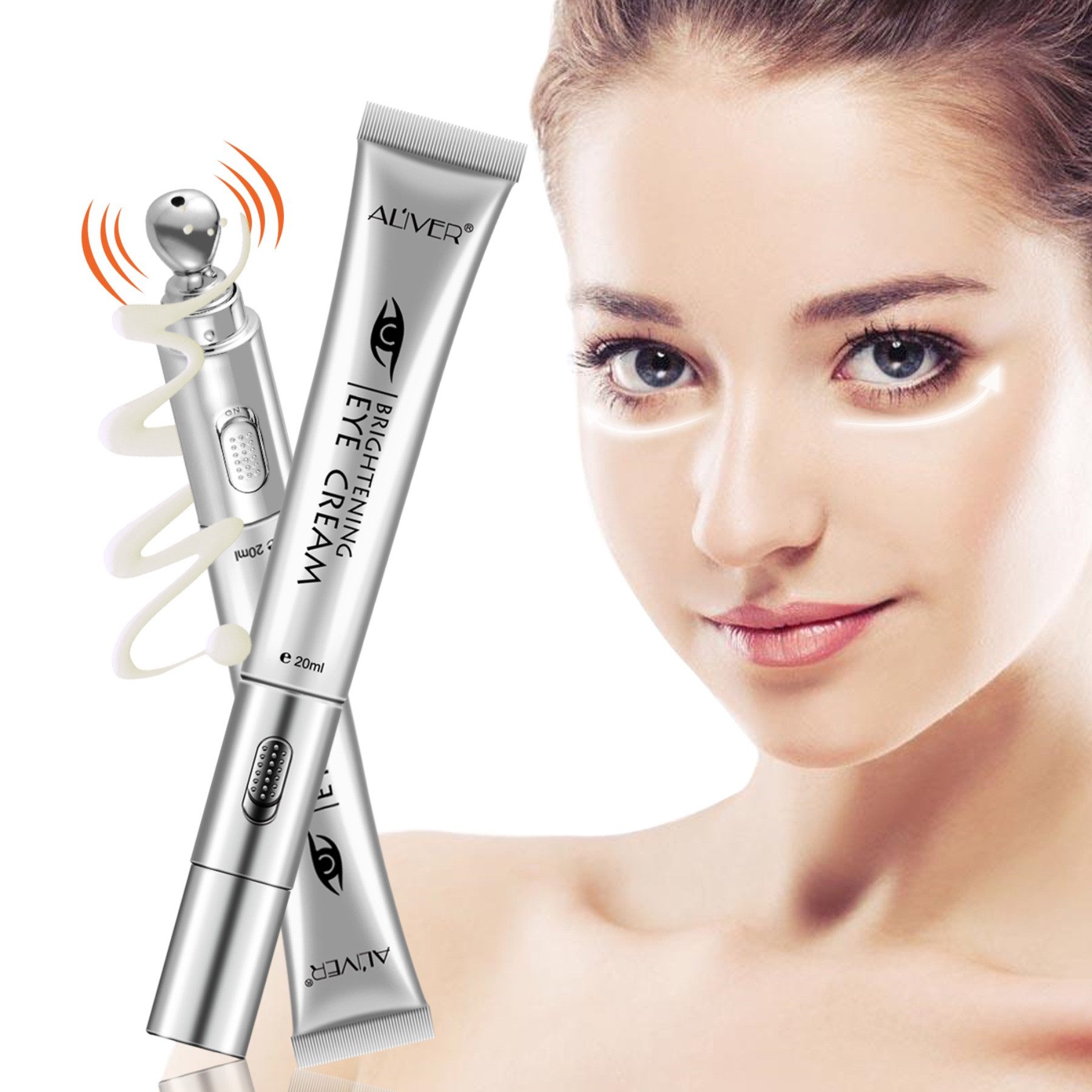 Augencreme Antifalten Hyaluronsäure Kollagen mit Vibrationskopf